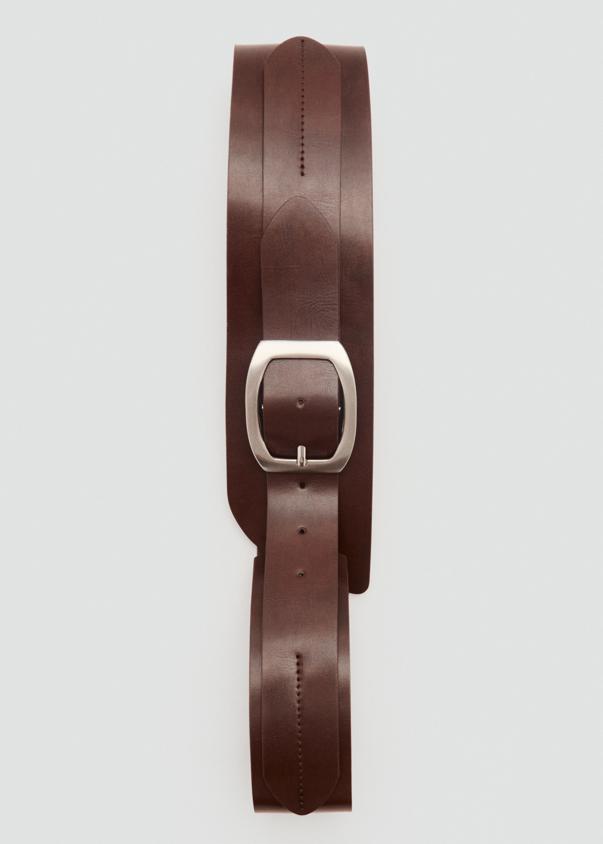 Leather obi belt - Details of the article 2, Chocolate. Ref: 87056361-00.