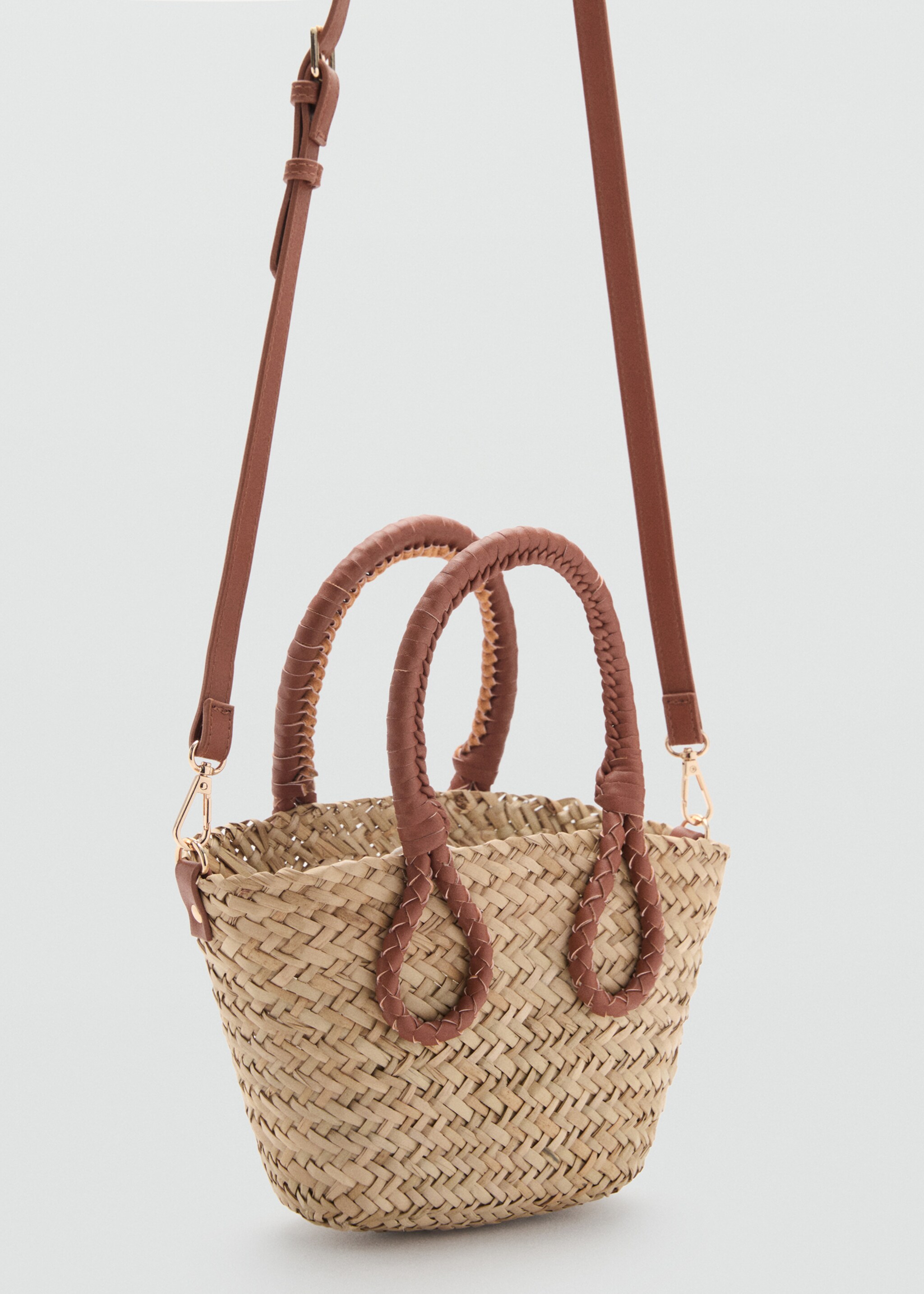 Mini straw basket - Medium plane, Sand. Ref: 87056365-00.