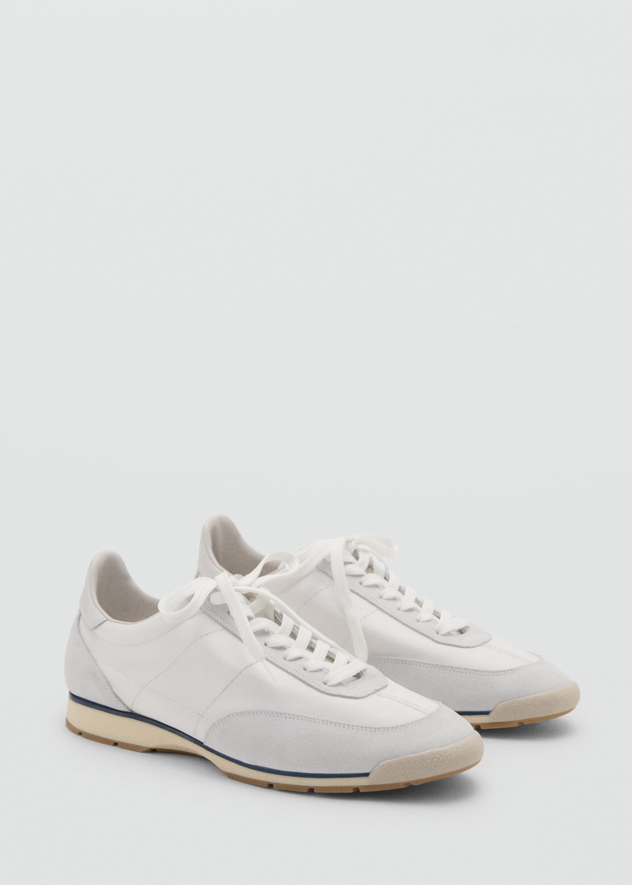 Leather mixed sneakers - Medium plane, White. Ref: 87056370-00.