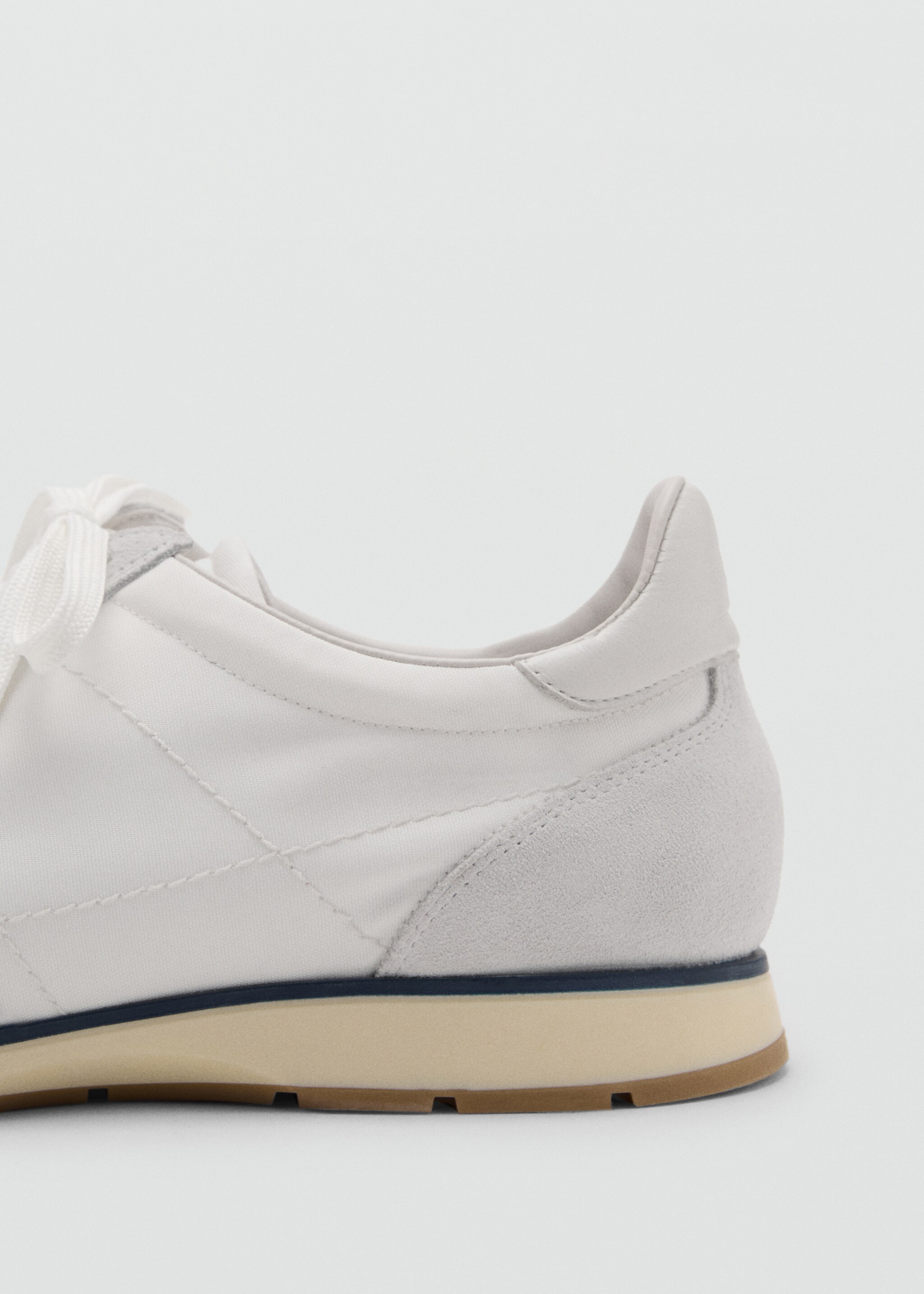Leather mixed sneakers - Details of the article 1, White. Ref: 87056370-00.