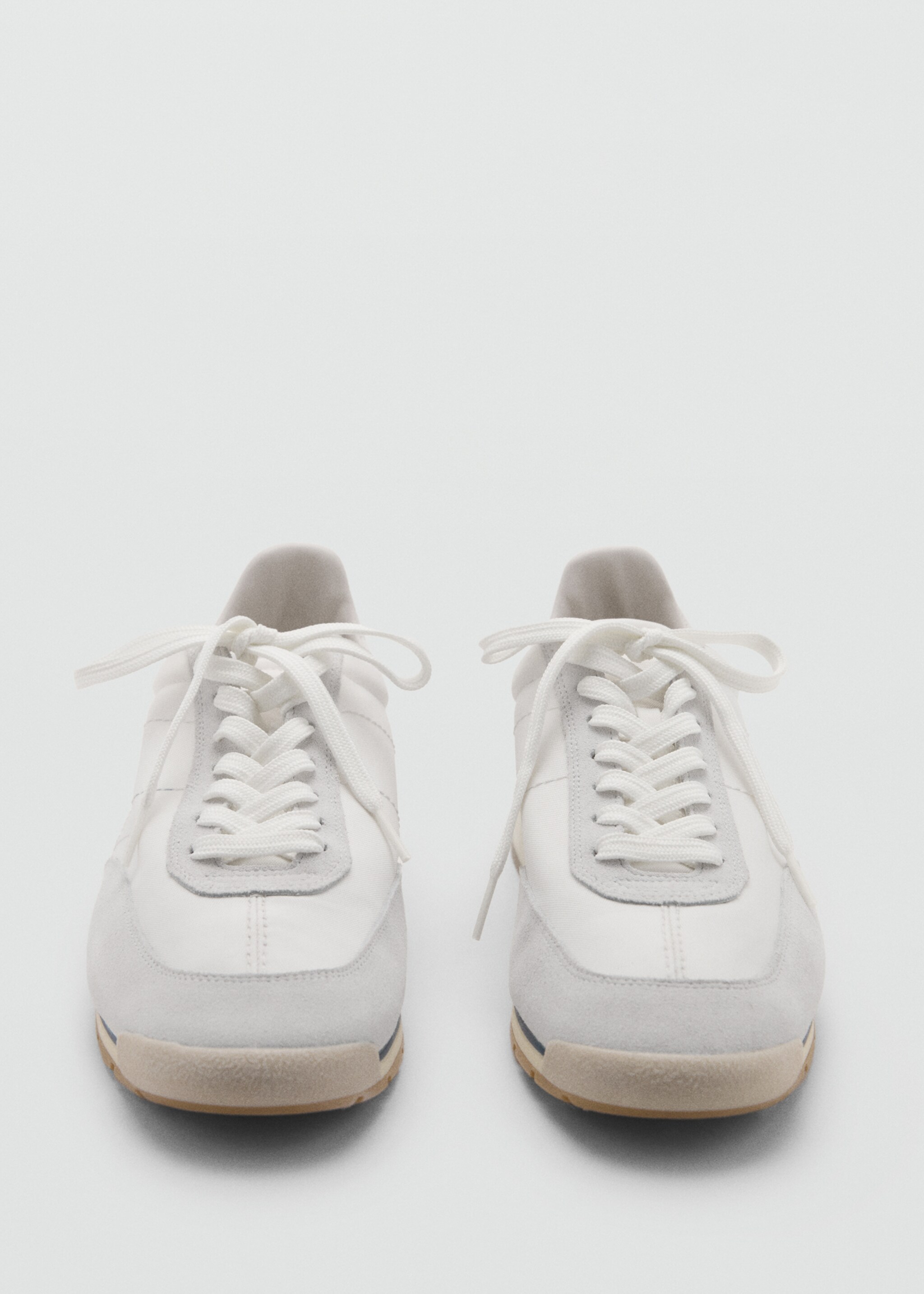 Leather mixed sneakers - Details of the article 2, White. Ref: 87056370-00.