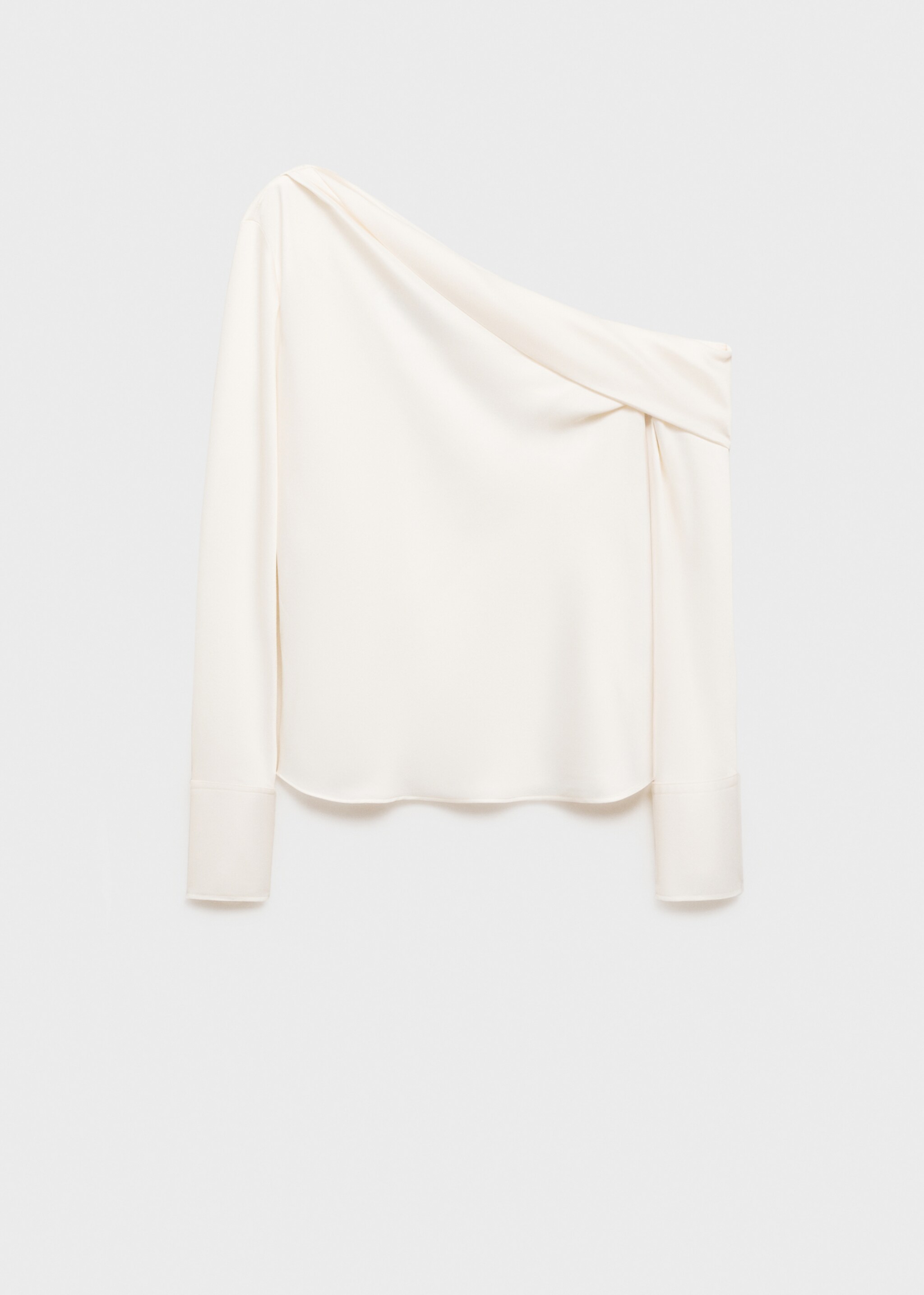 Satin blouse with draped neck - Article without model, Off White. Ref: 87056371-00.