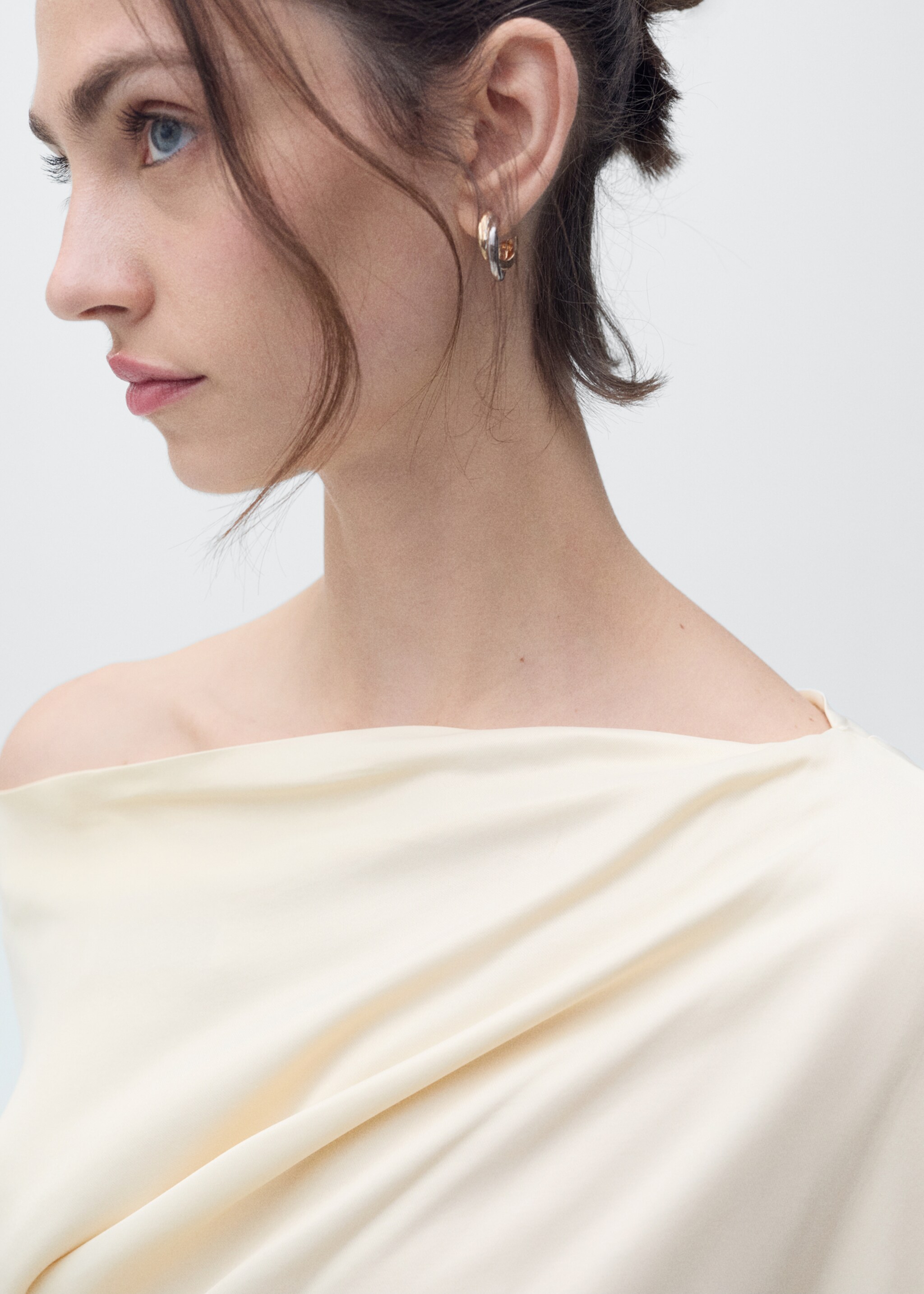 Vestit midi asimètric drapejat - Detall de l'article 1, Cru. Ref: 87056711-00.