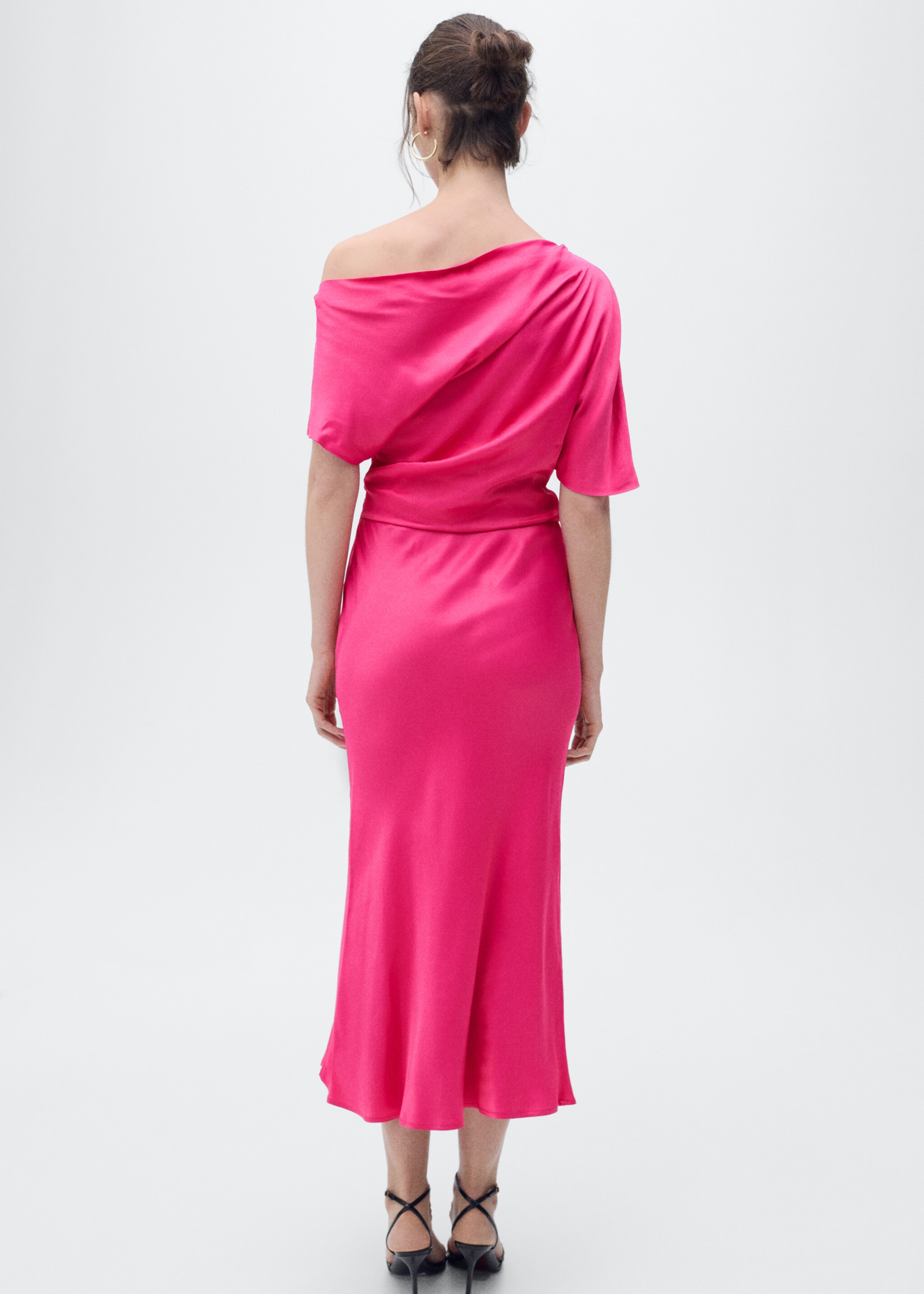 Draped asymmetrical midi-dress - Reverse of the article, Pink. Ref: 87056711-00.