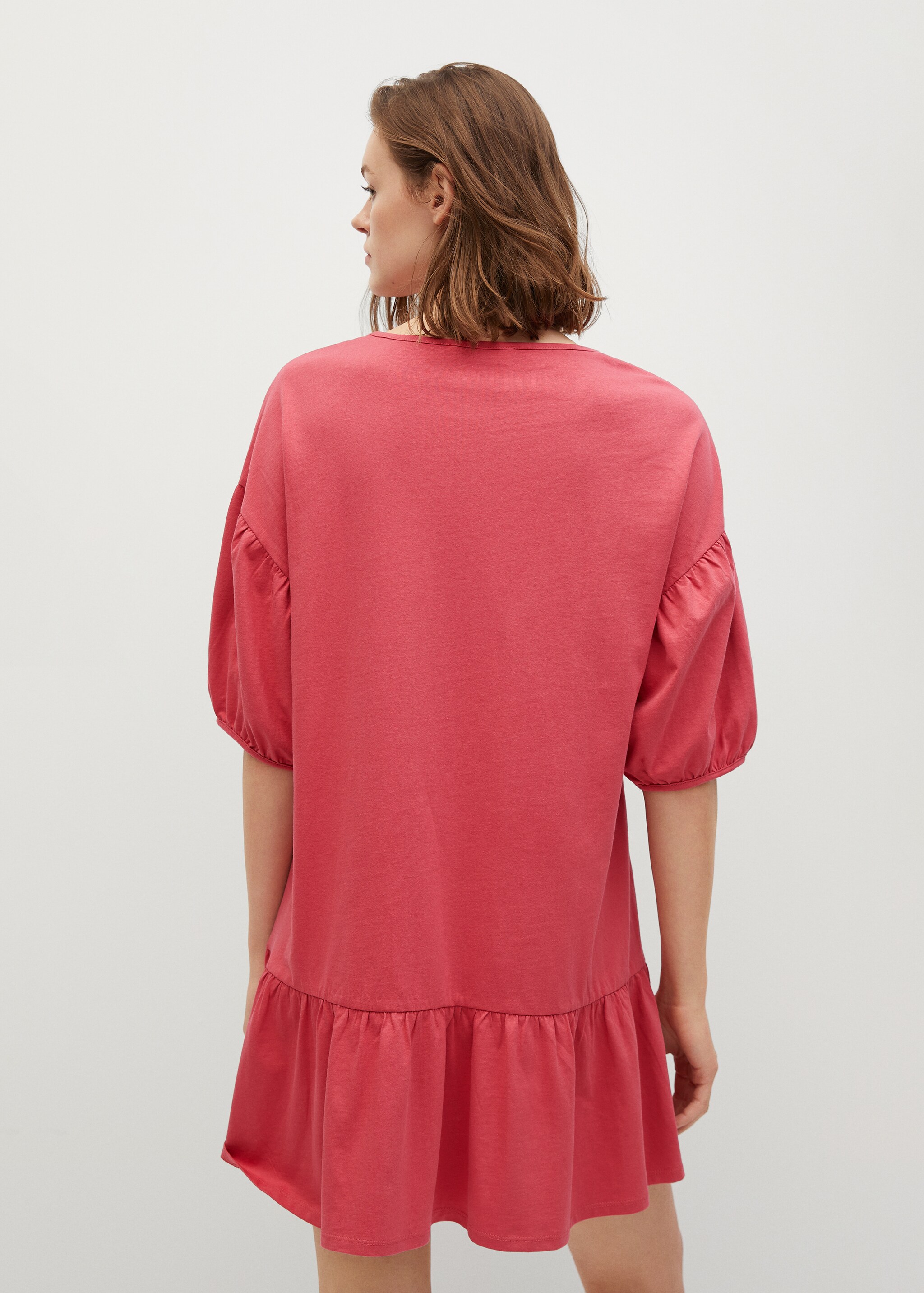 Vestido algodón manga abullonada - Reverso del artículo