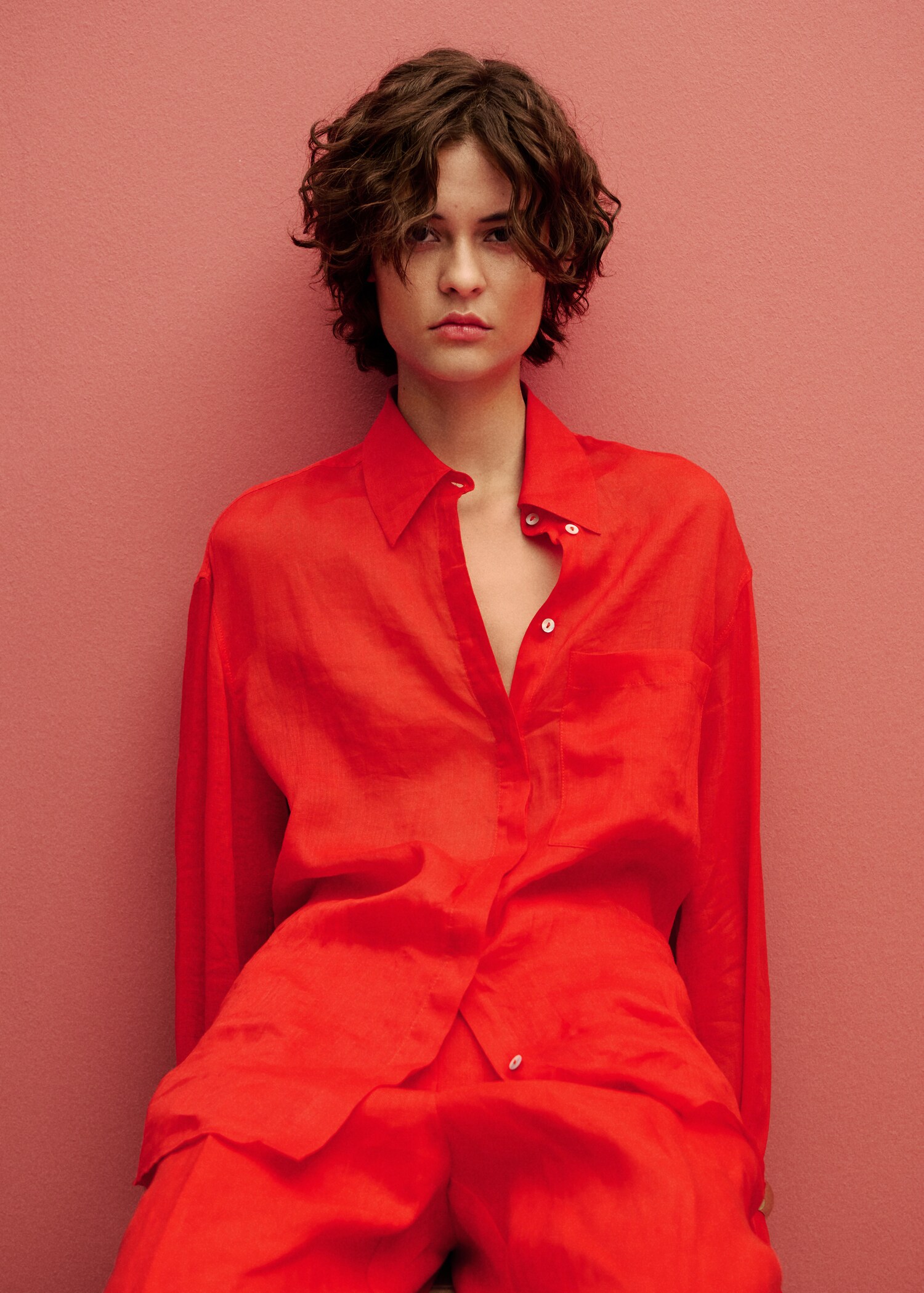 Chemise ramie avec poches - Plan moyen