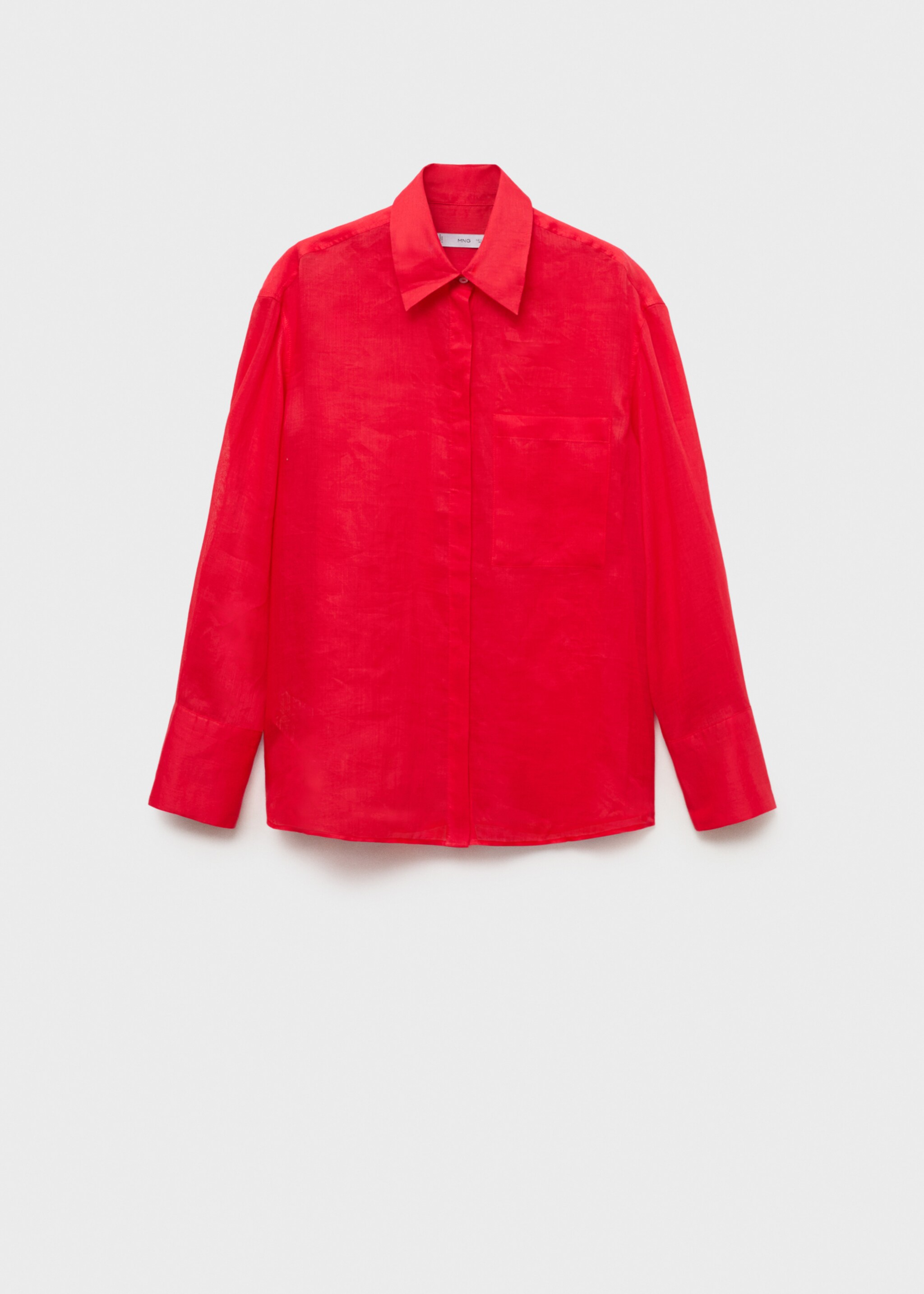 Ramie shirt with pocket - Article without model, Red. Ref: 87057166-00.