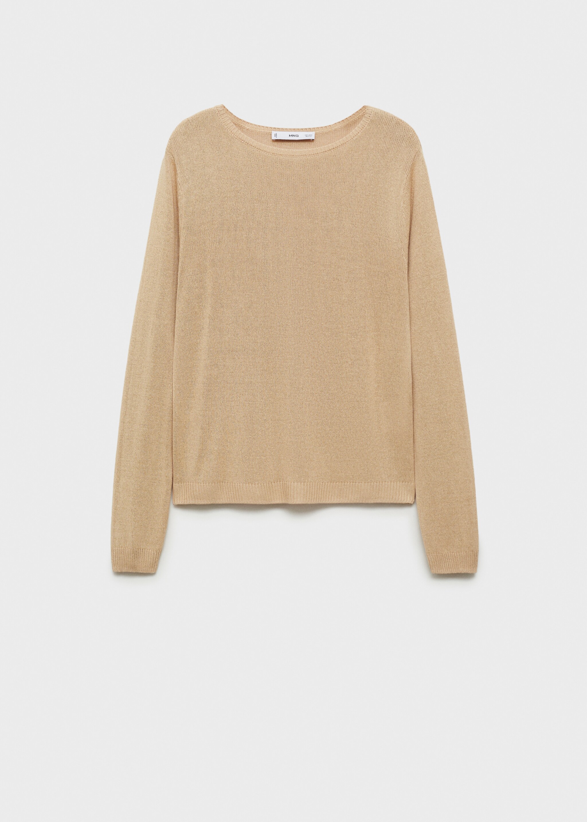 Pullover aus Leinengemisch mit Bateau-Ausschnitt - Artikel ohne Model, Mittelbraun. Ref: 87057168-00.