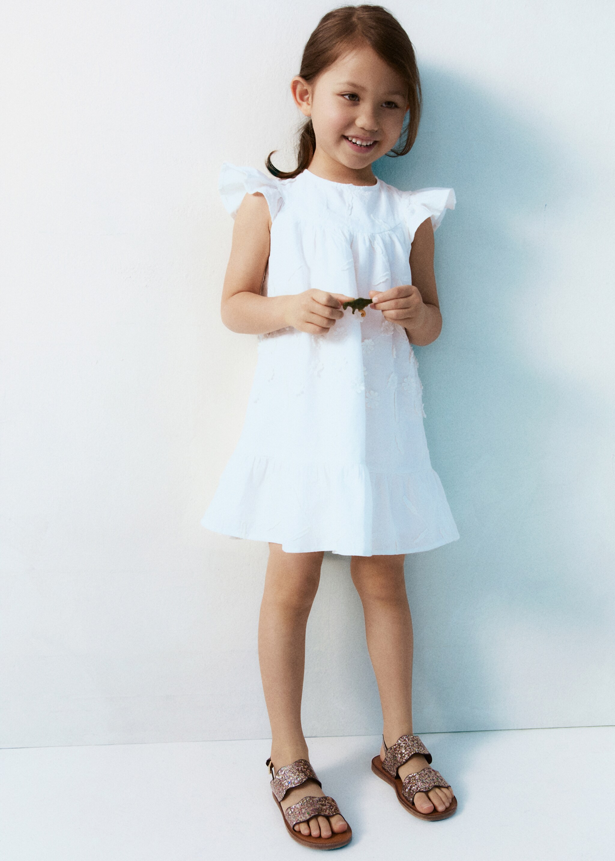 Floral embroidery dress - Details of the article 5, White. Ref: 87057170-00.