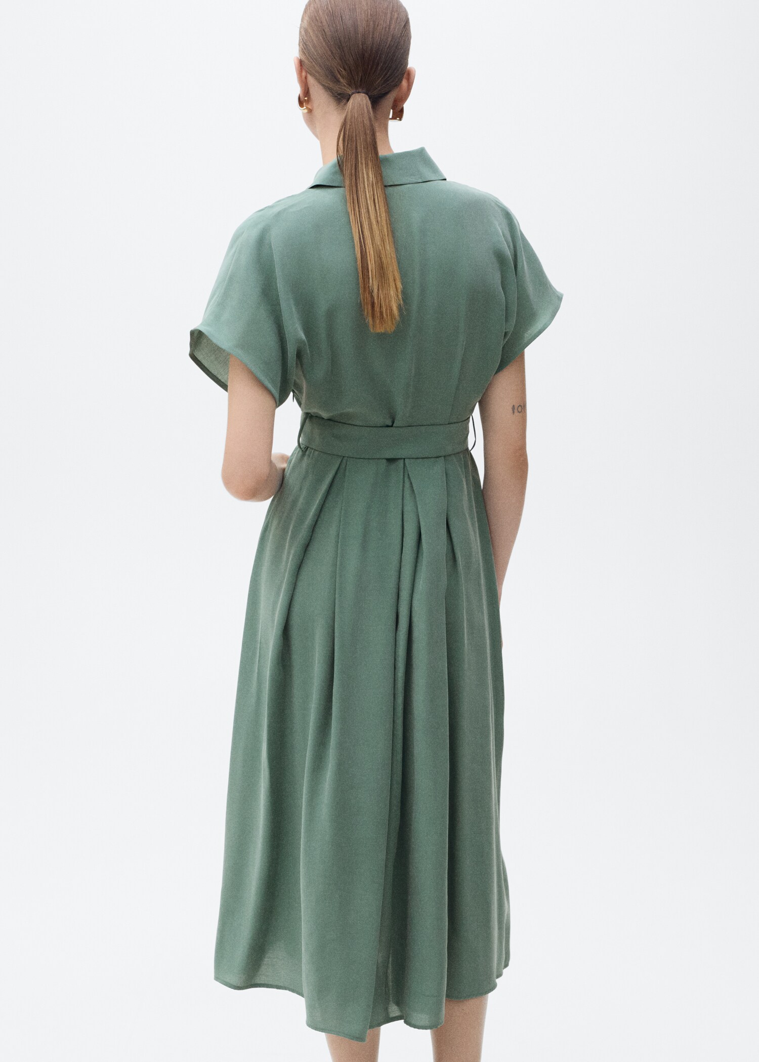 Vestido midi evasé cinturón - Reverso del artículo