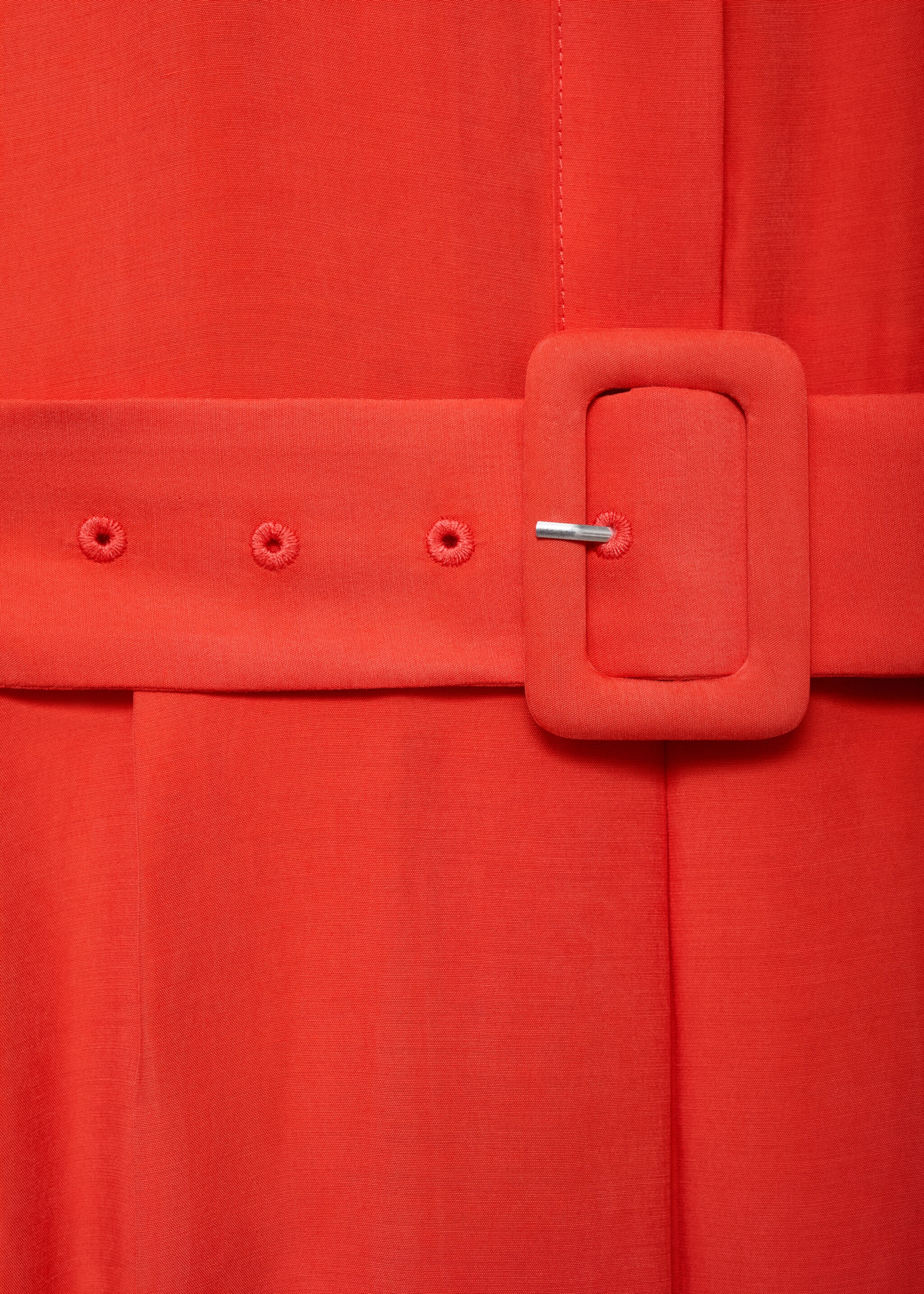 Flared midi-dress with belt - Details of the article 0, Red. Ref: 87057173-00.
