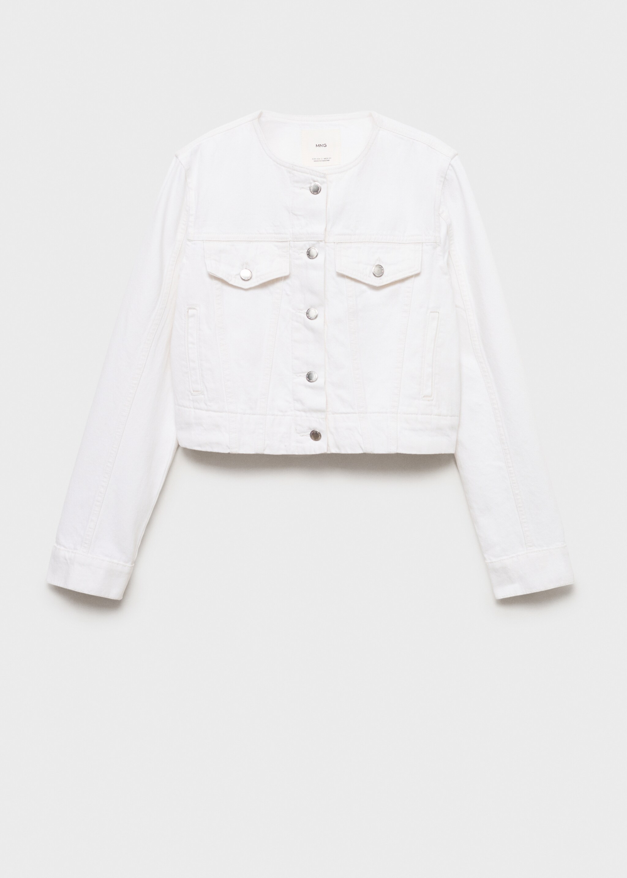Crop denim jacket - Article without model, White. Ref: 87057175-00.