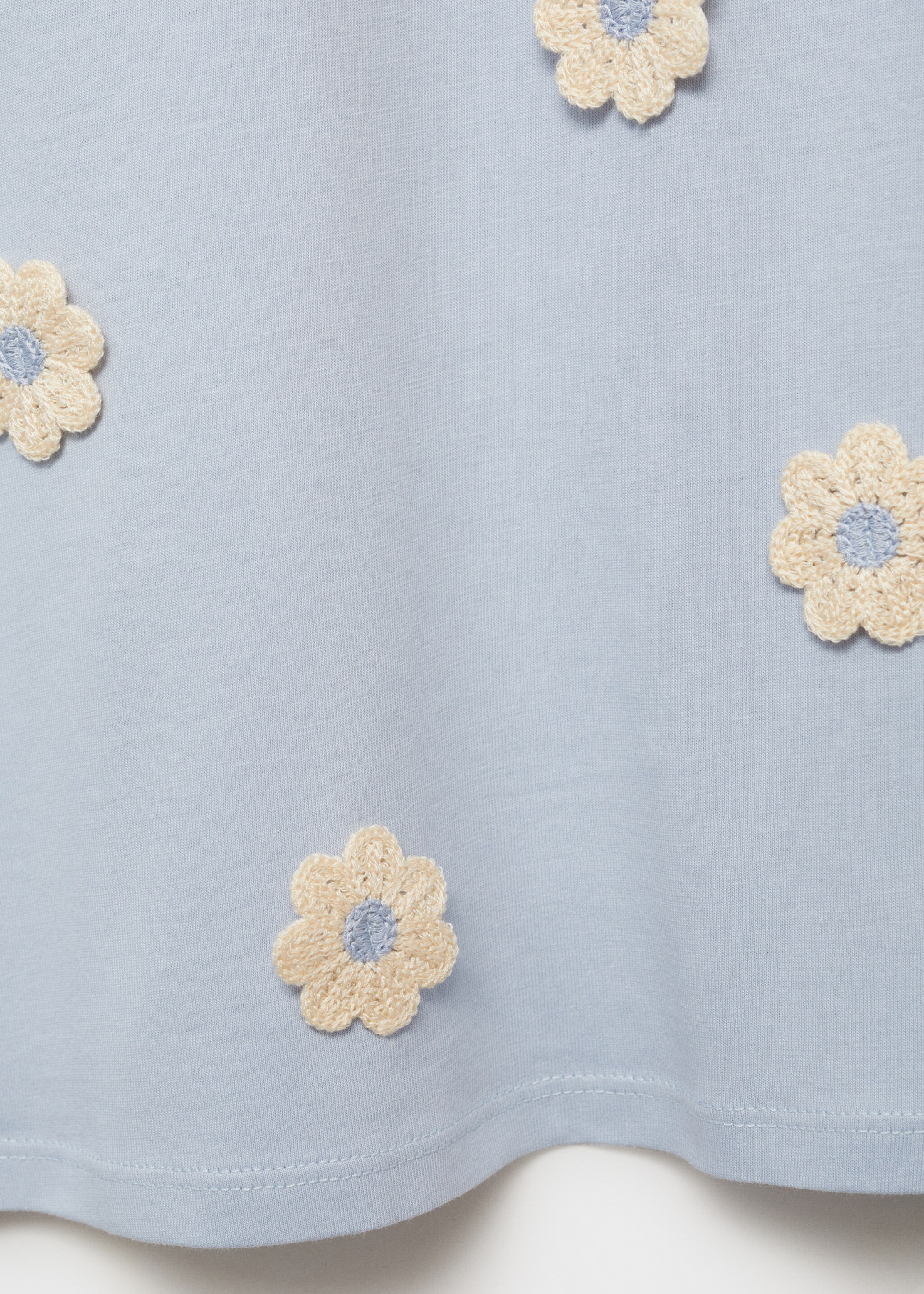 Cotton T-shirt with flower detail - Details of the article 0, Blue. Ref: 87057179-00.