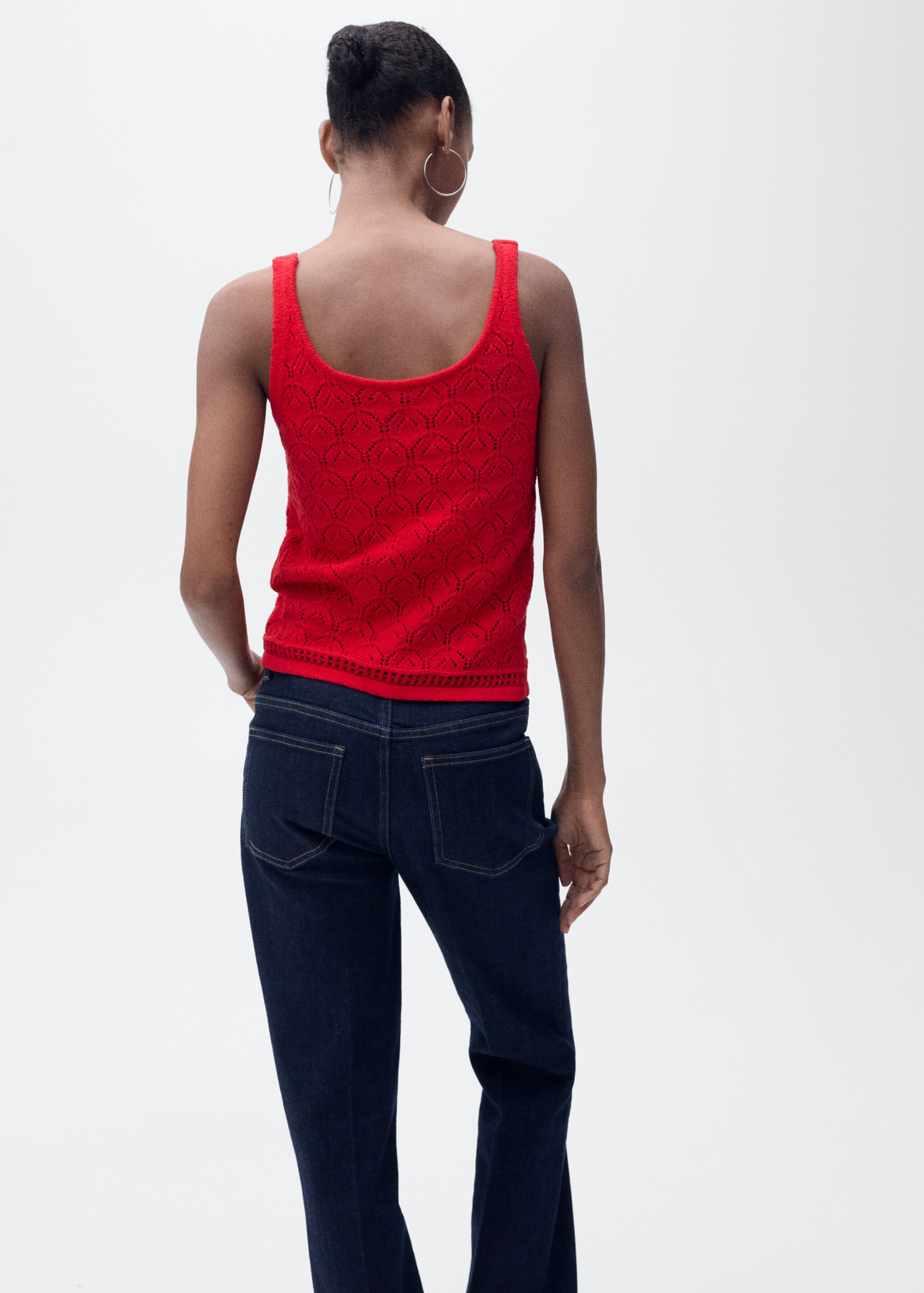Top maille détails ajourés - Verso de l’article, Rouge. Ref: 87057182-00.