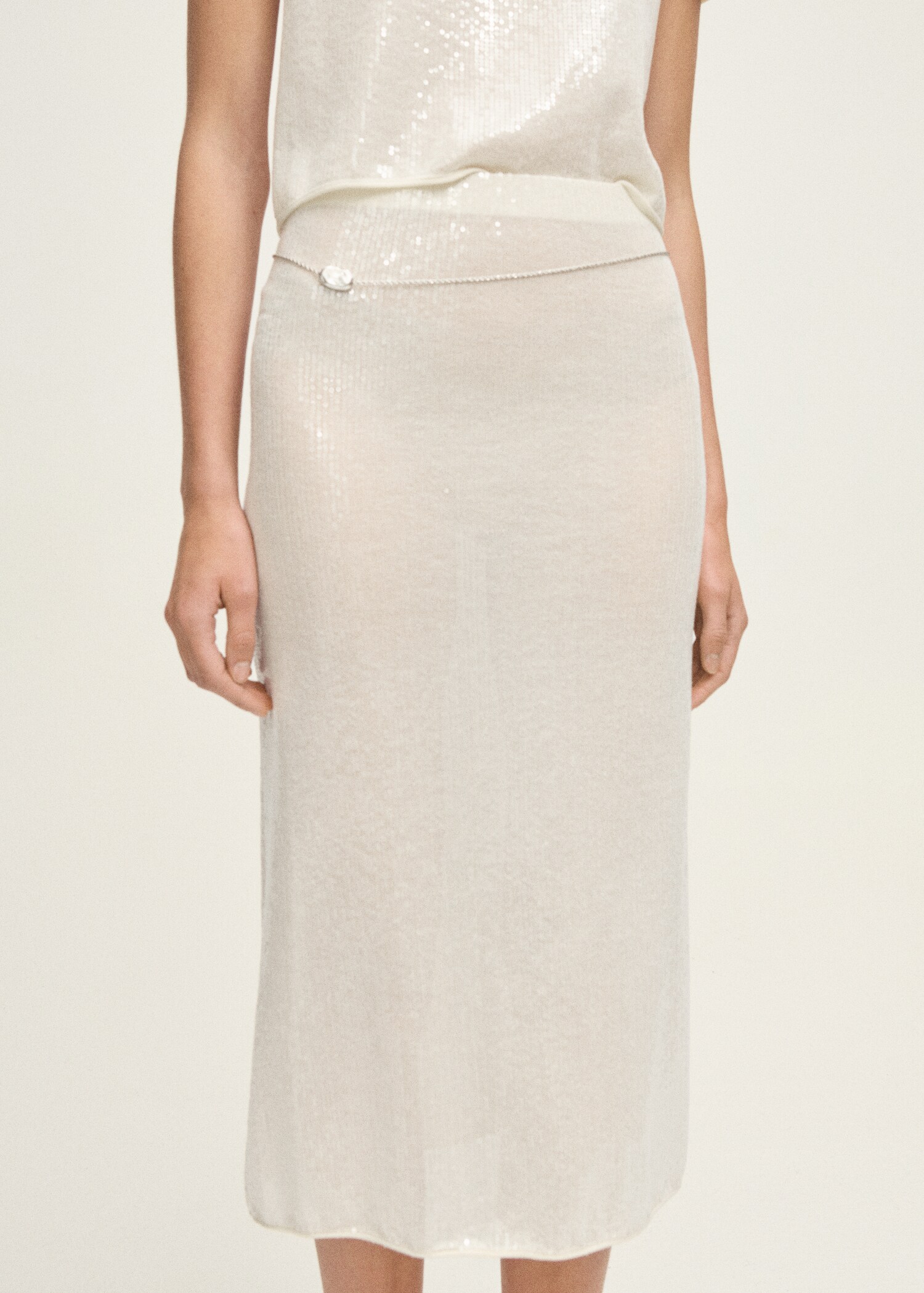 Falda punto lápiz lentejuelas - Plano medio