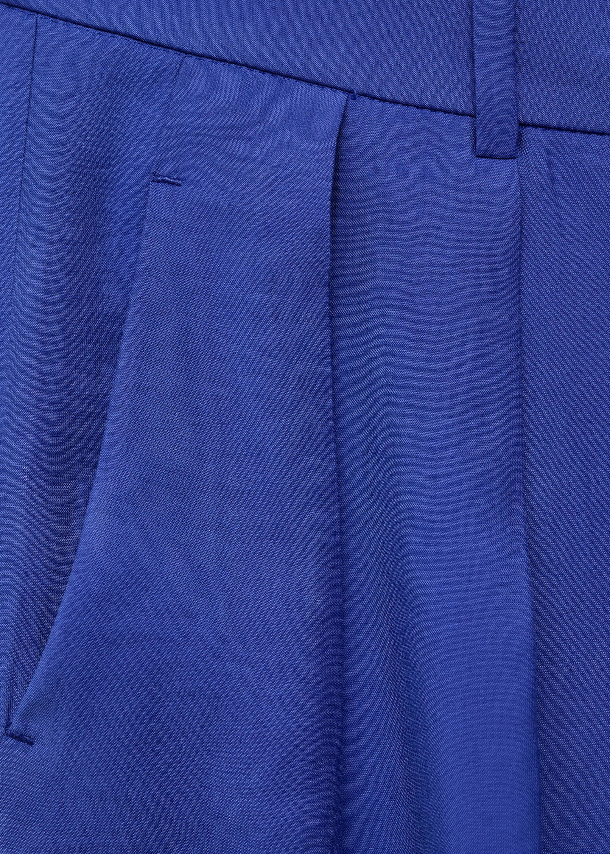 Wide leg pleated suit trousers - Details of the article 8, Blue. Ref: 87057194-00.