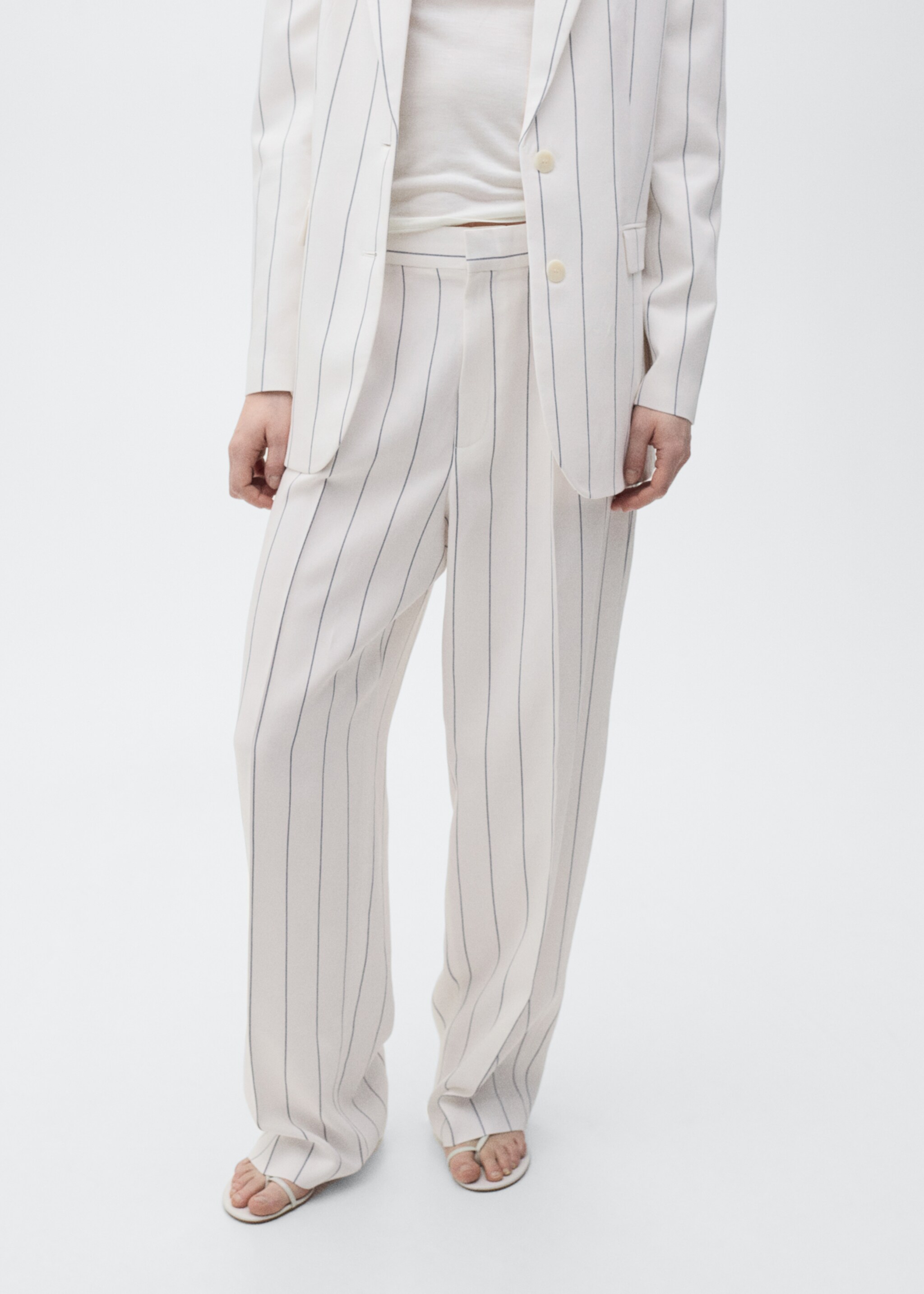Striped suit trousers - Medium plane, White. Ref: 87057195-00.