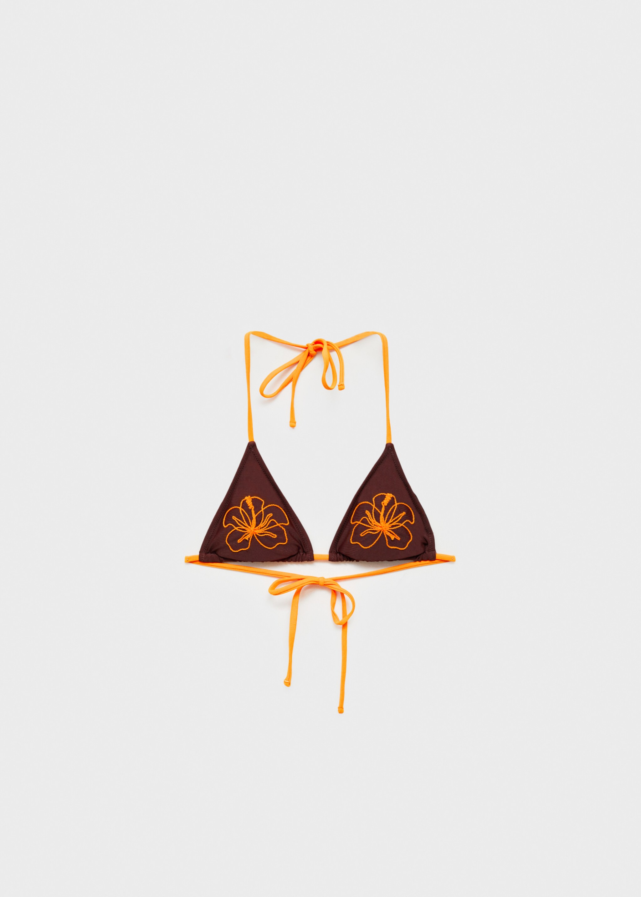Top bikini flor bordada - Artículo sin modelo, Chocolate. Ref: 87057677-00.