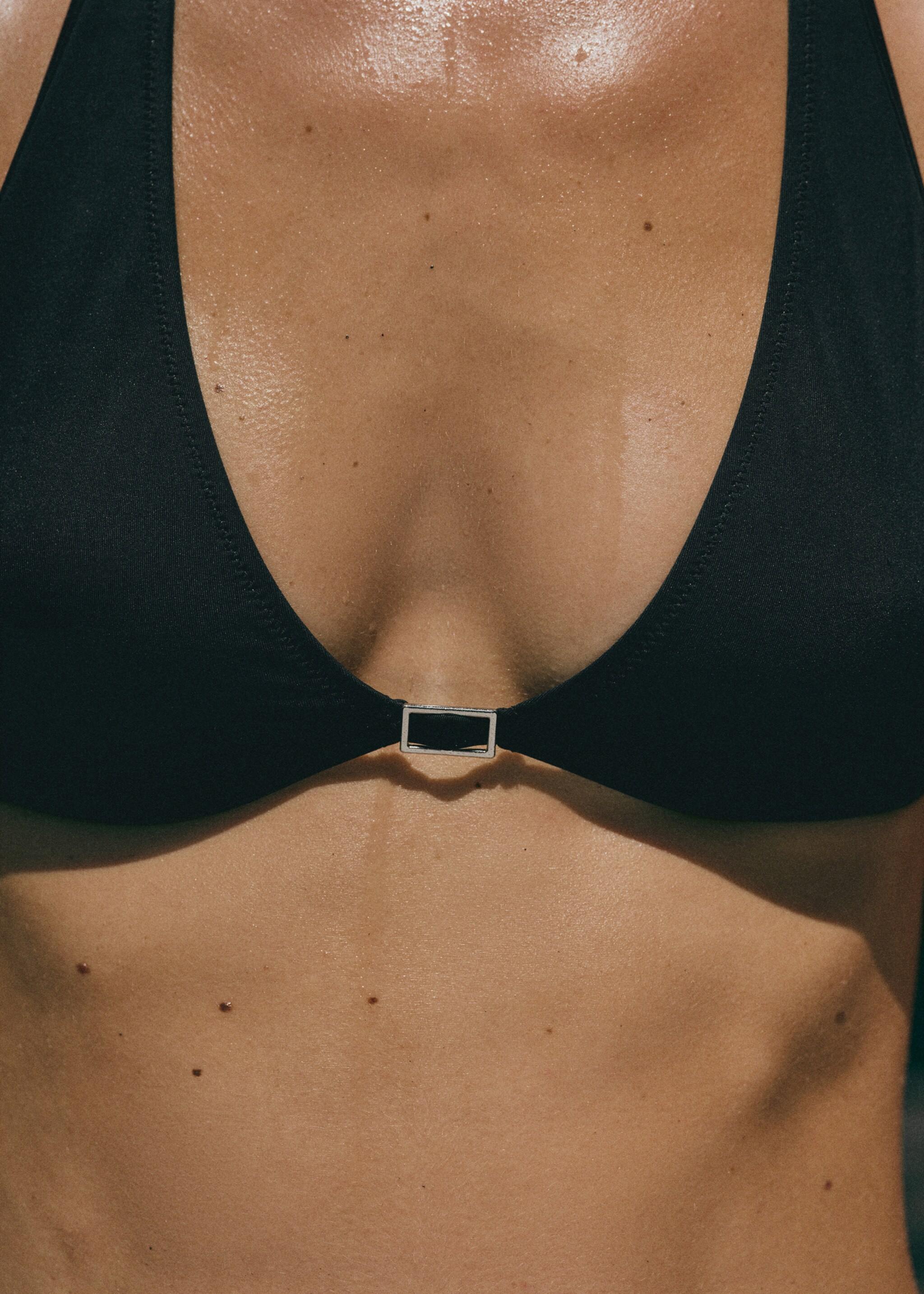 Top bikini halter detall sivella - Pla mig, Negre. Ref: 87057684-00.