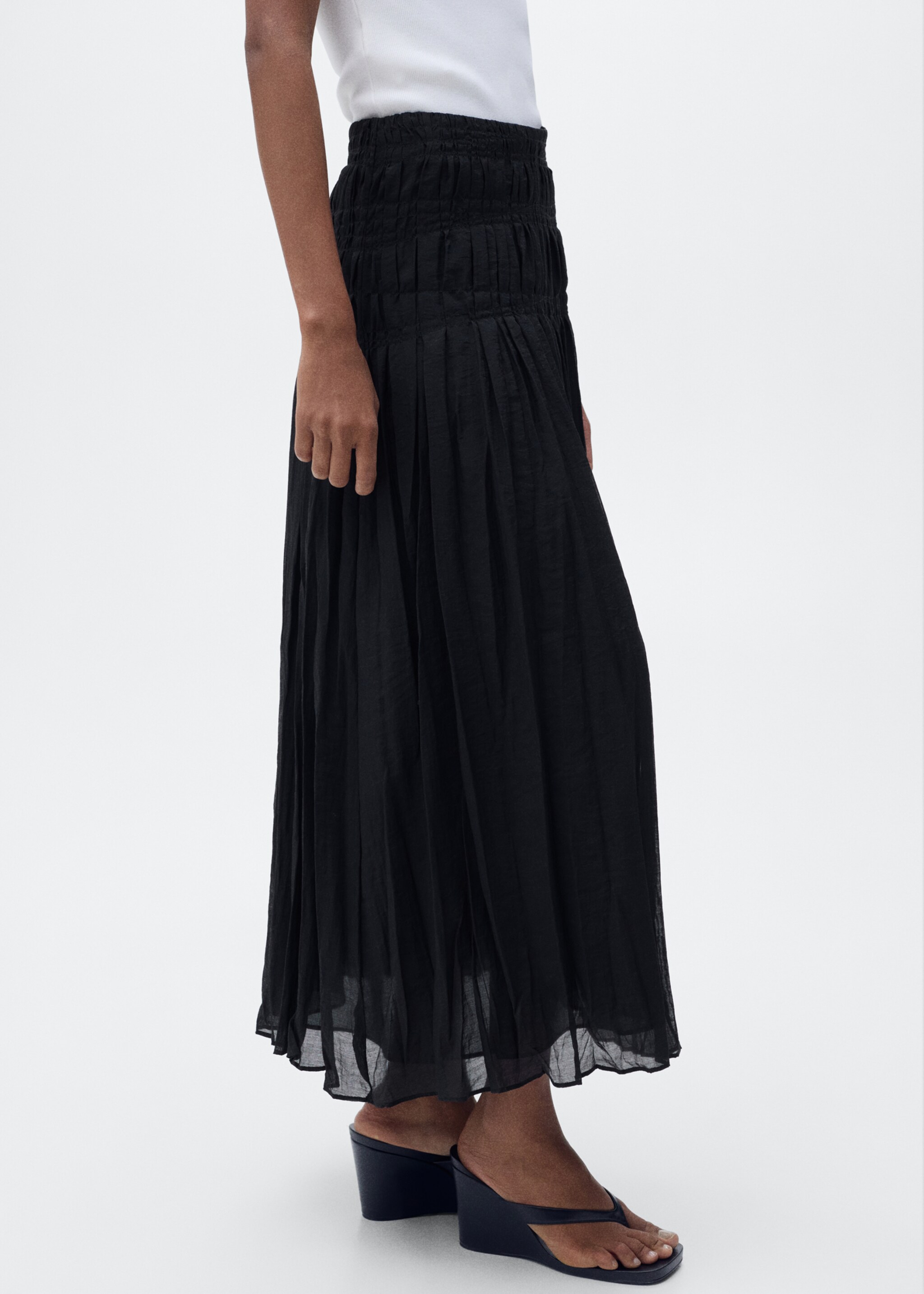 Gathered midi-skirt - Medium plane, Black. Ref: 87057690-00.