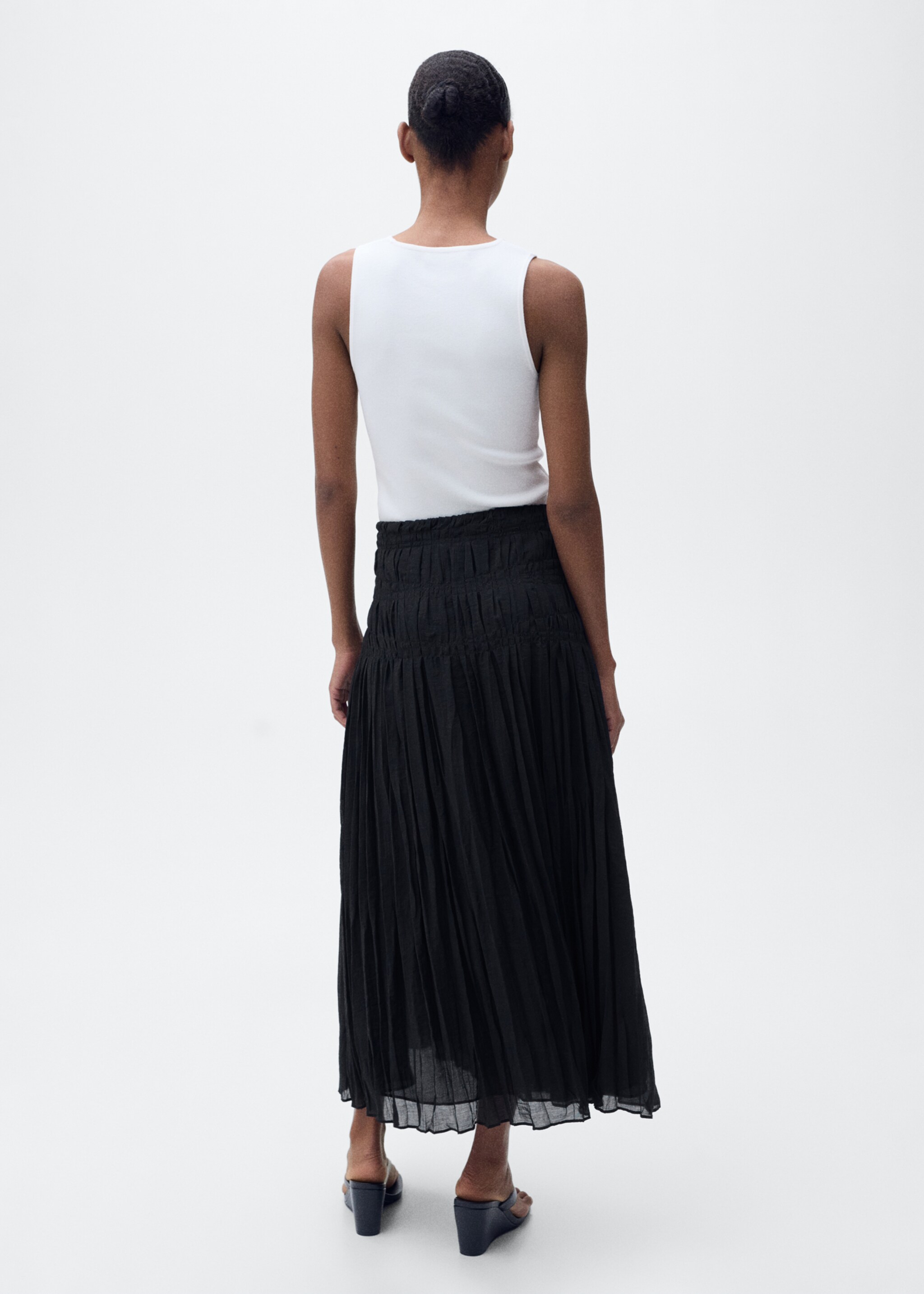 Gathered midi-skirt - Reverse of the article, Black. Ref: 87057690-00.
