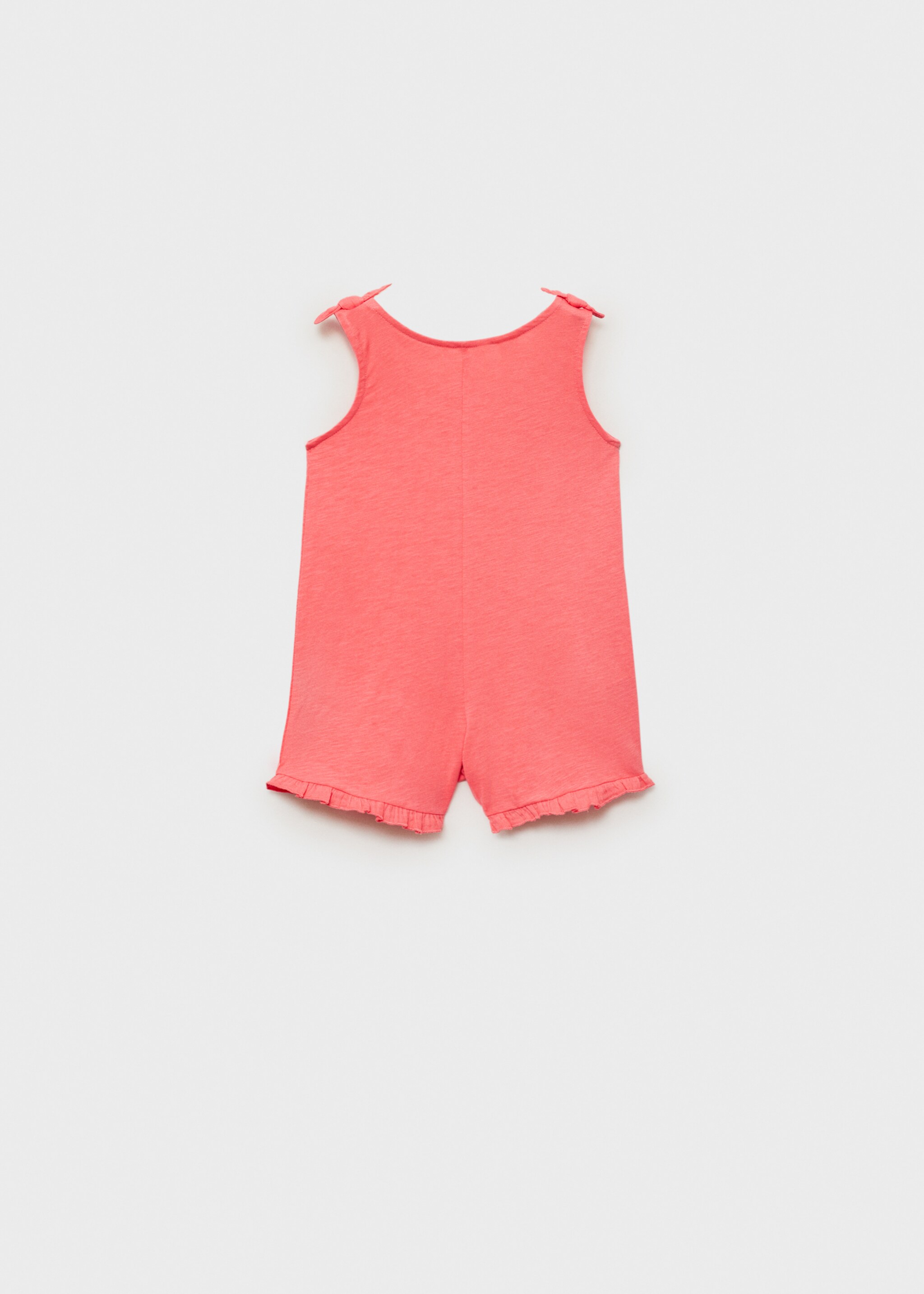 Kurzer Jumpsuit mit Schleifendetail - Rückseite des Artikels, Korallrot. Ref: 87057695-00.