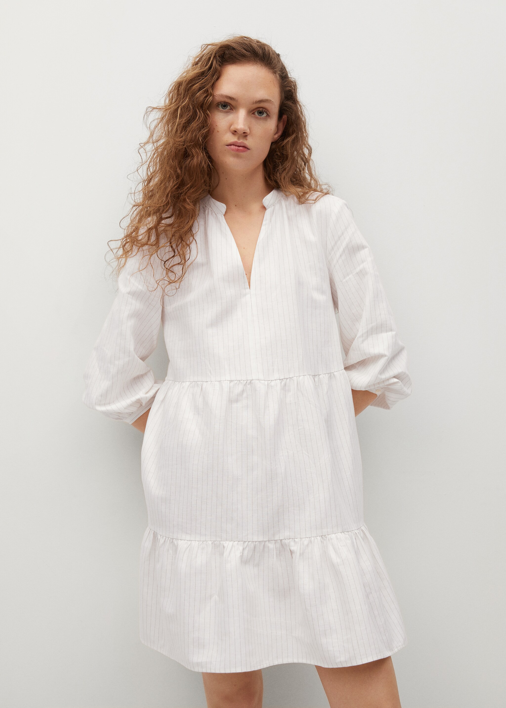 Vestido lino volantes - Plano medio