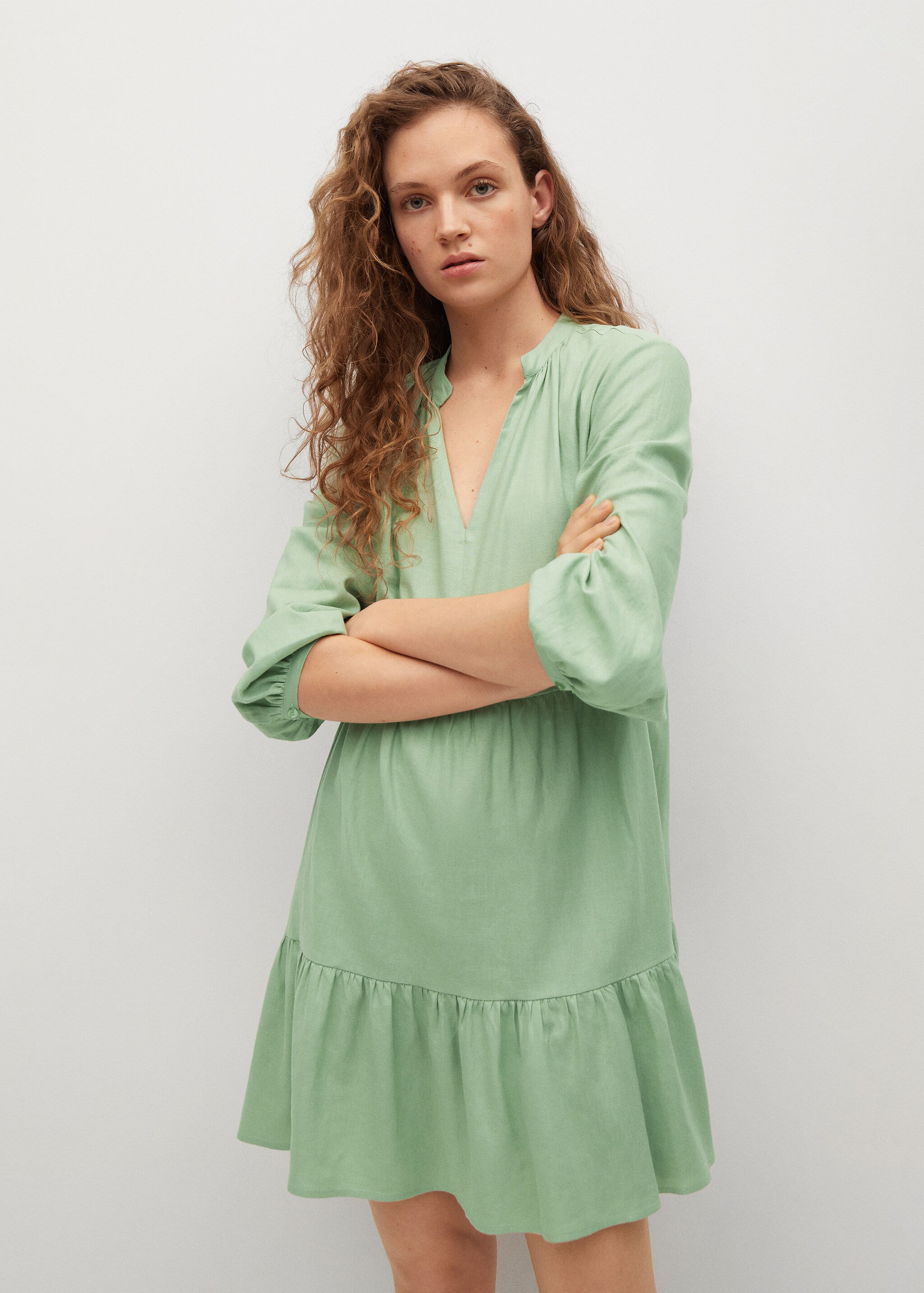 Vestido lino volantes - Plano medio