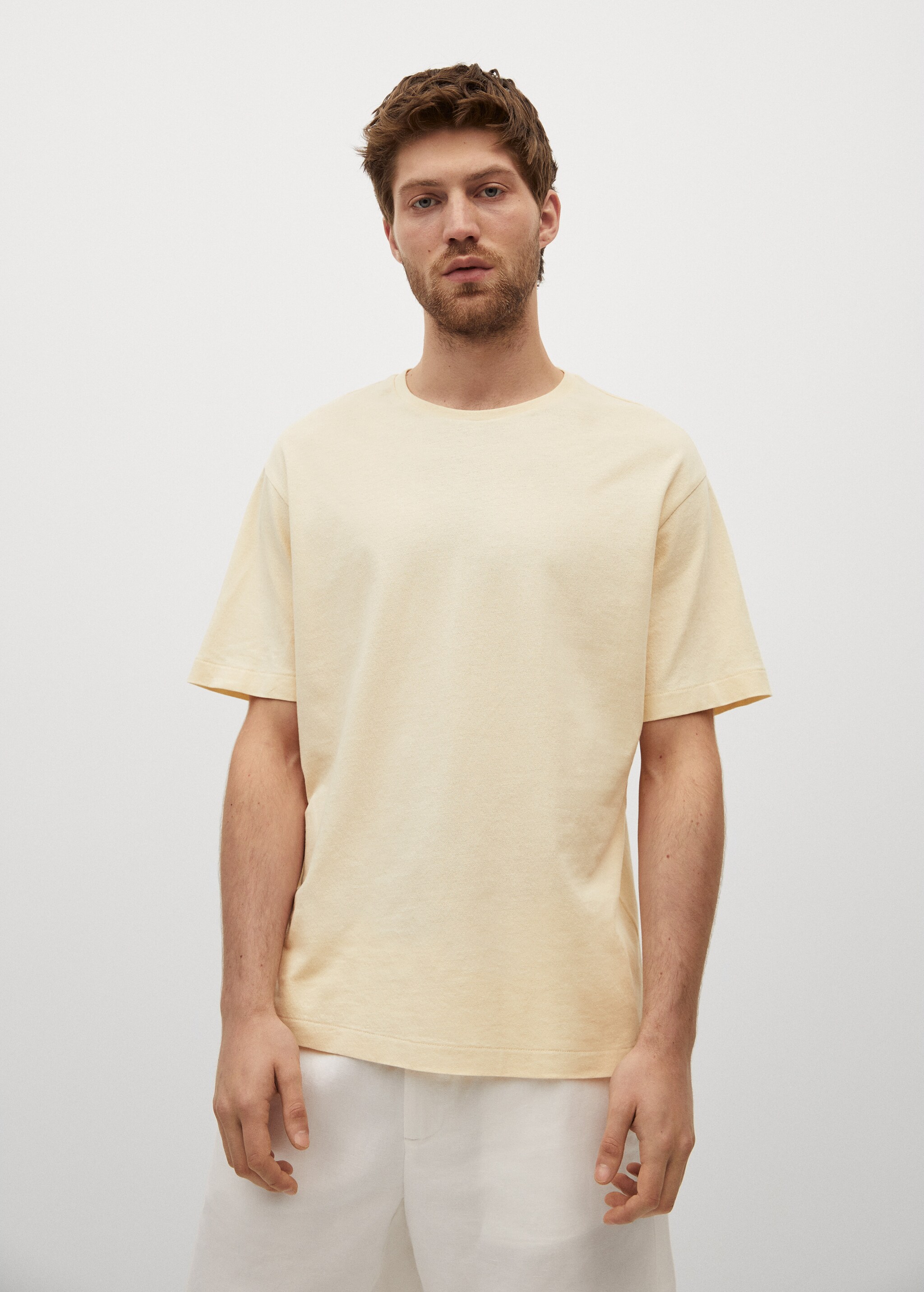 Camiseta regular fit algodón lino - Plano medio