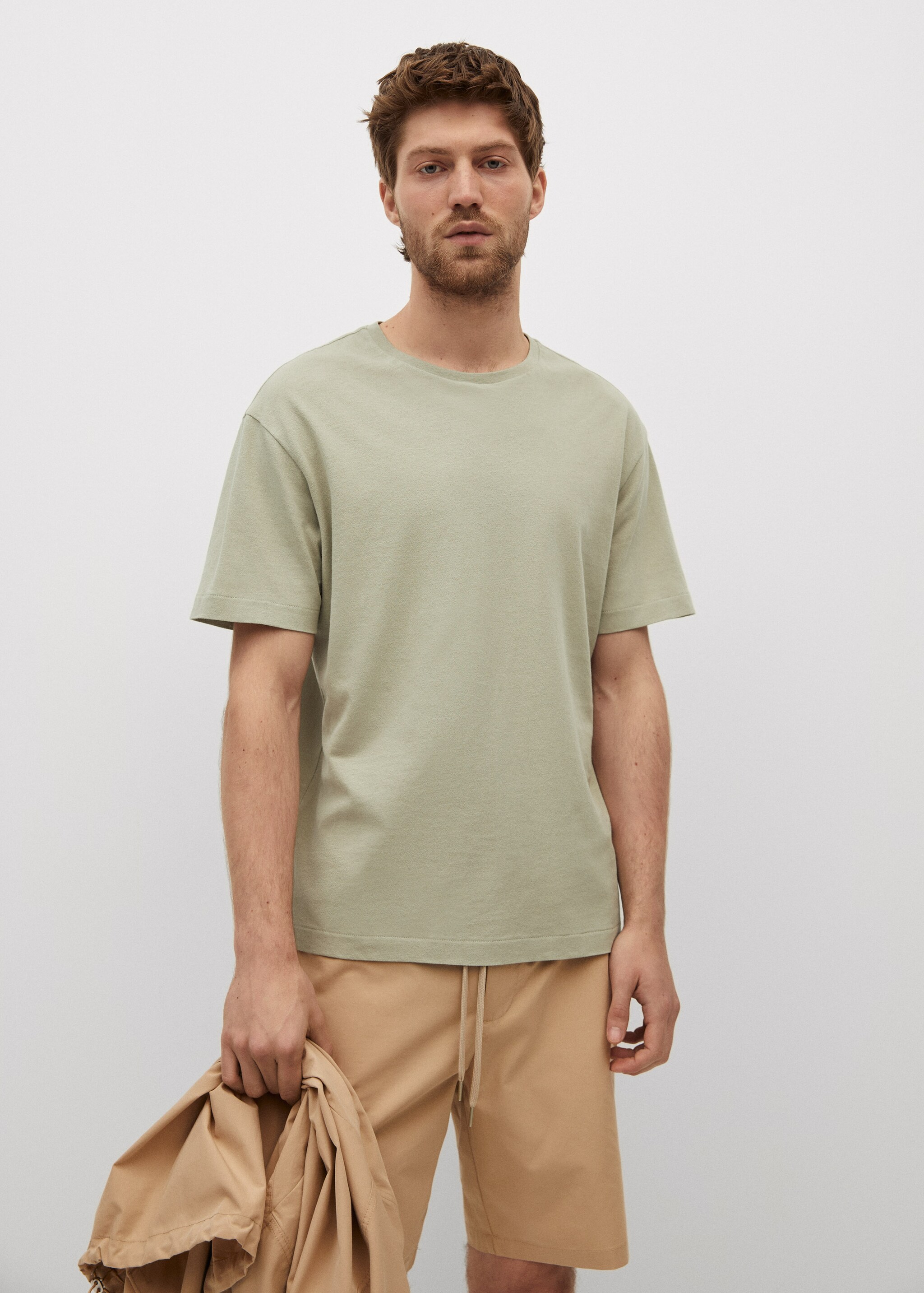 Camiseta regular fit algodón lino - Plano medio