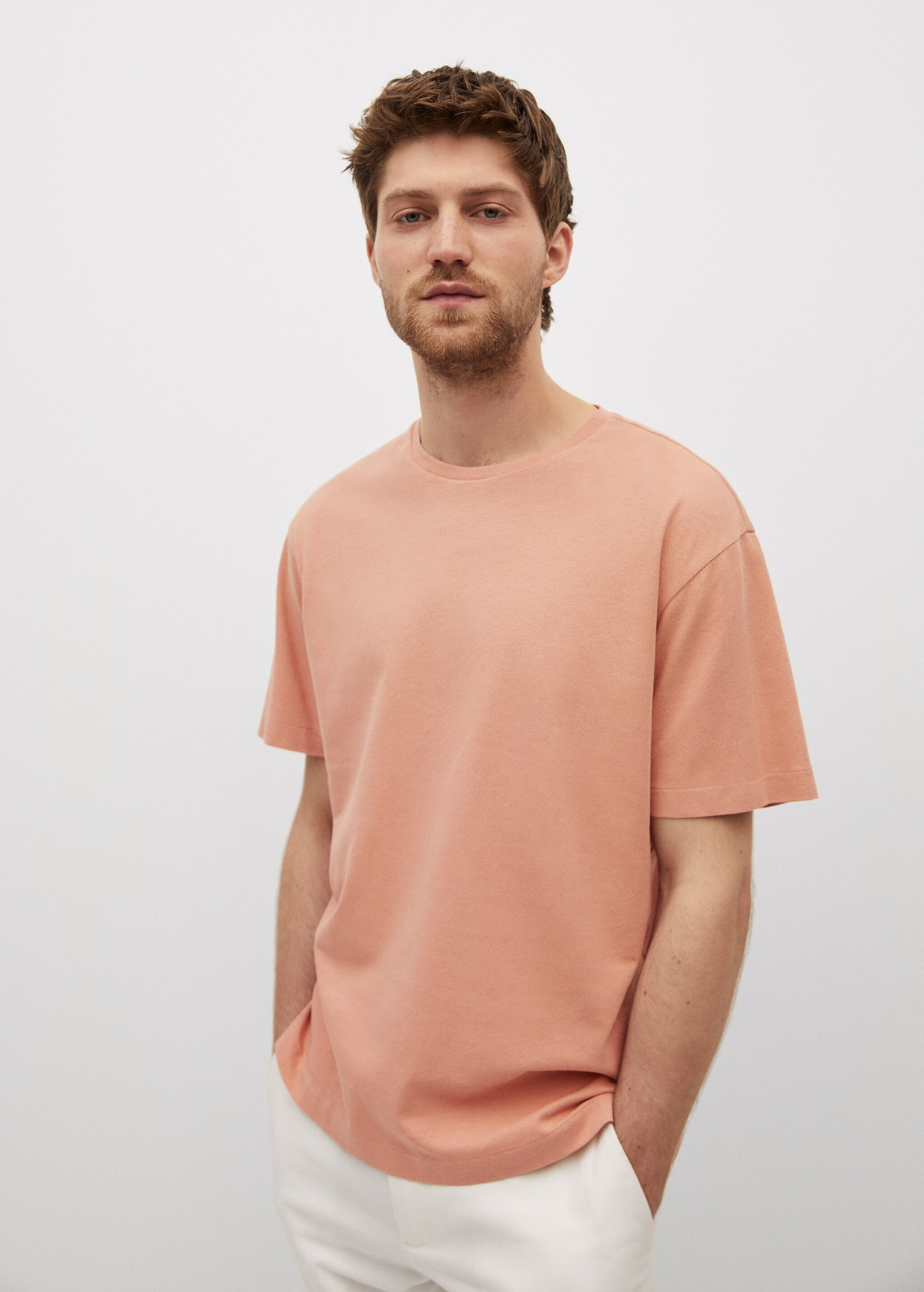 Camiseta regular fit algodón lino - Plano medio