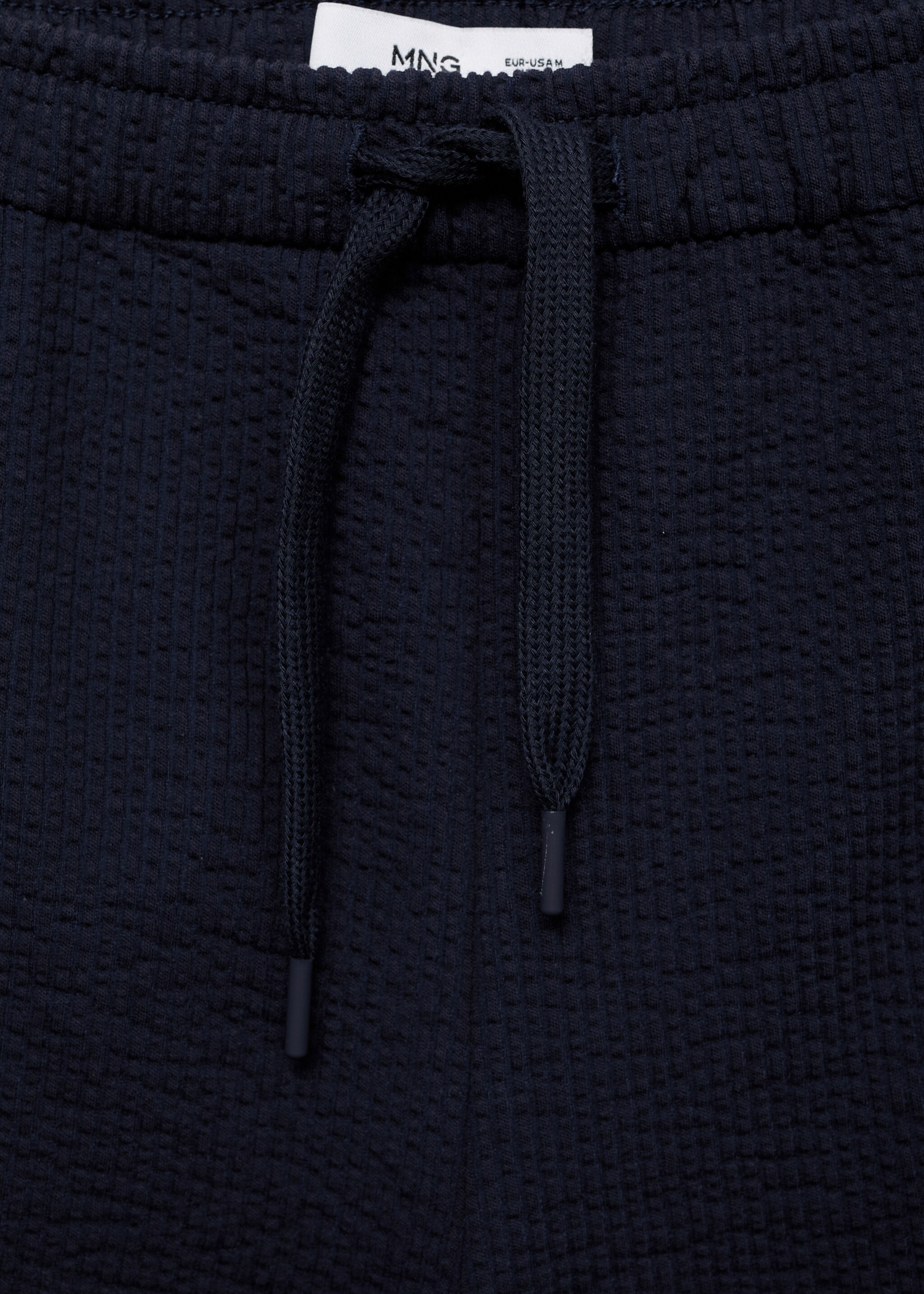 Seersucker shorts with drawstring - Details of the article 0, Dark Navy. Ref: 87057895-00.