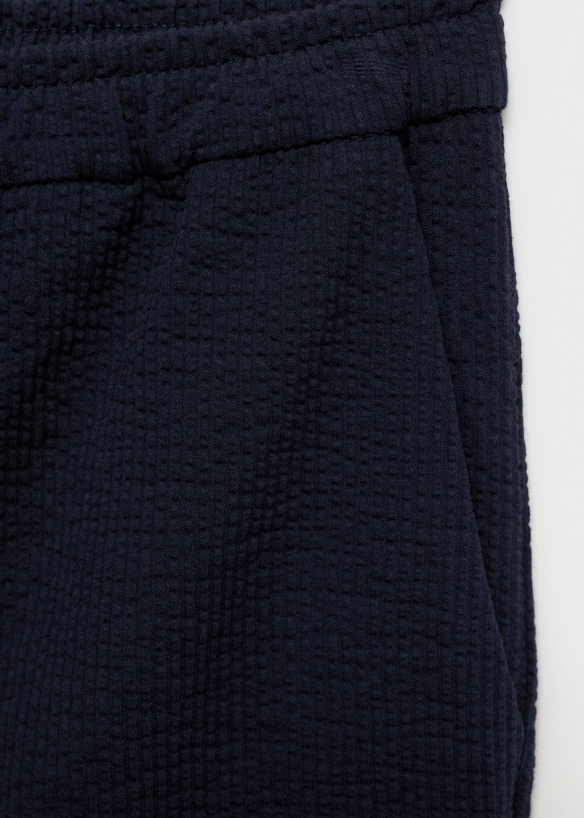 Seersucker shorts with drawstring - Details of the article 8, Dark Navy. Ref: 87057895-00.