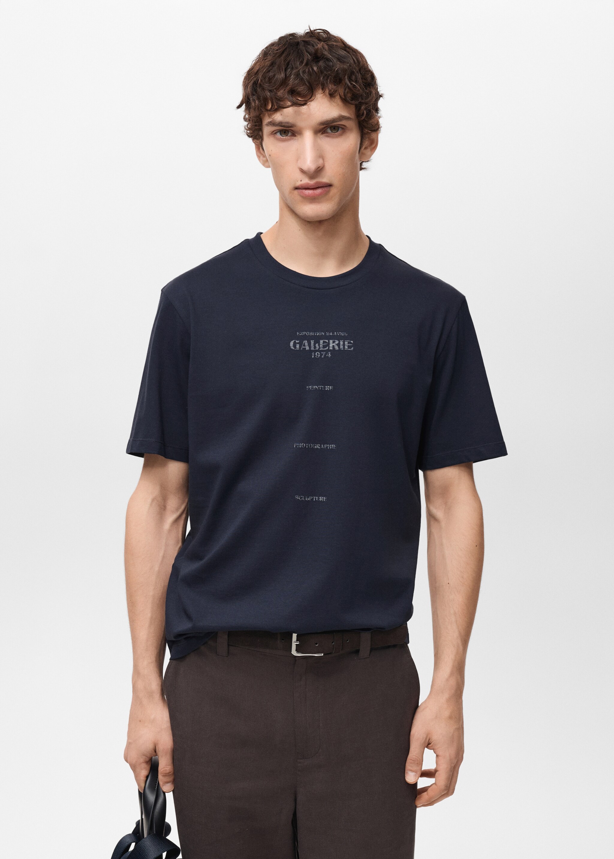 Short-sleeved printed t-shirt - Medium plane, Dark Navy. Ref: 87057902-00.