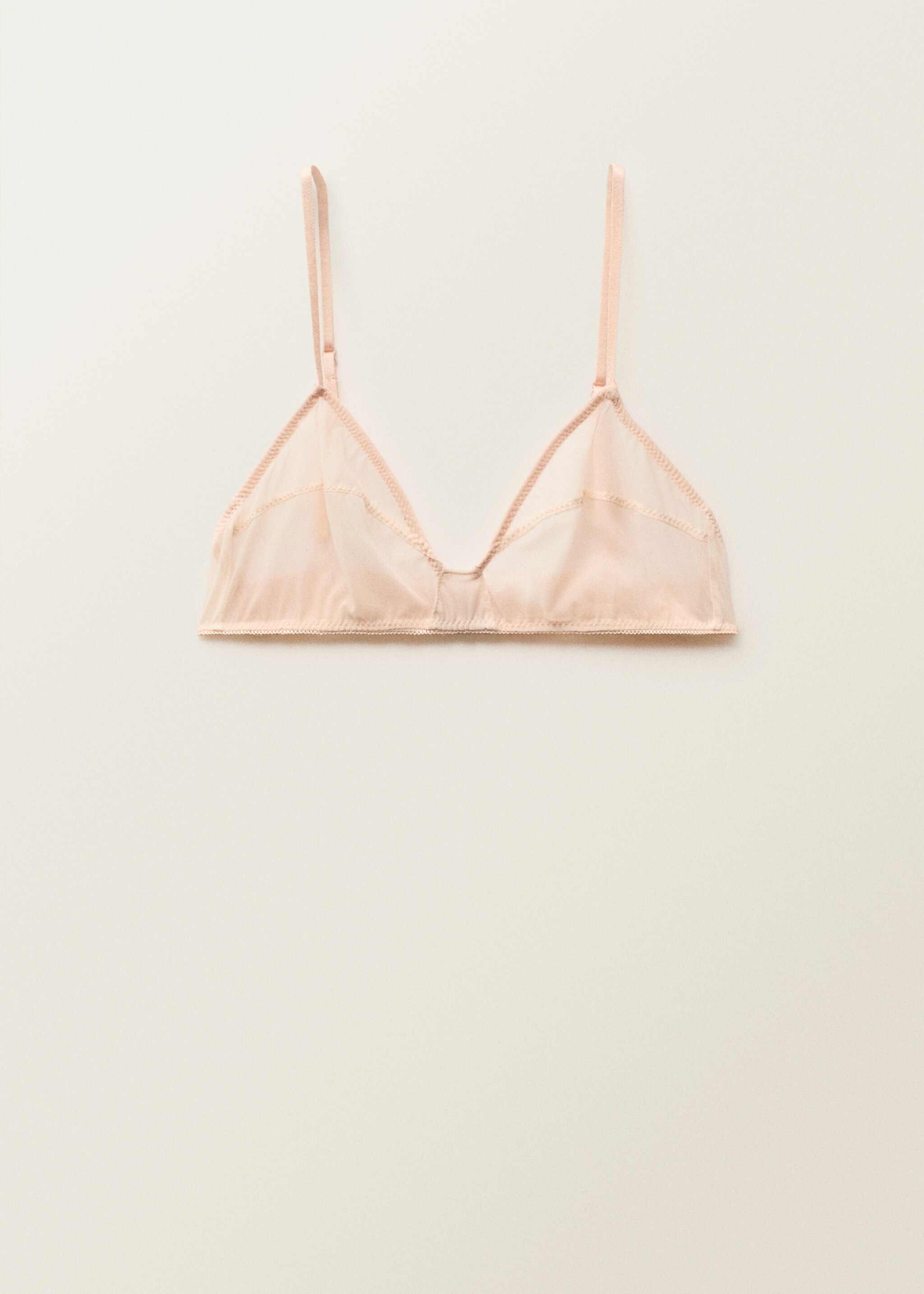 Semi-transparent bra with seam detail - Article without model, Ecru. Ref: 87057904-00.