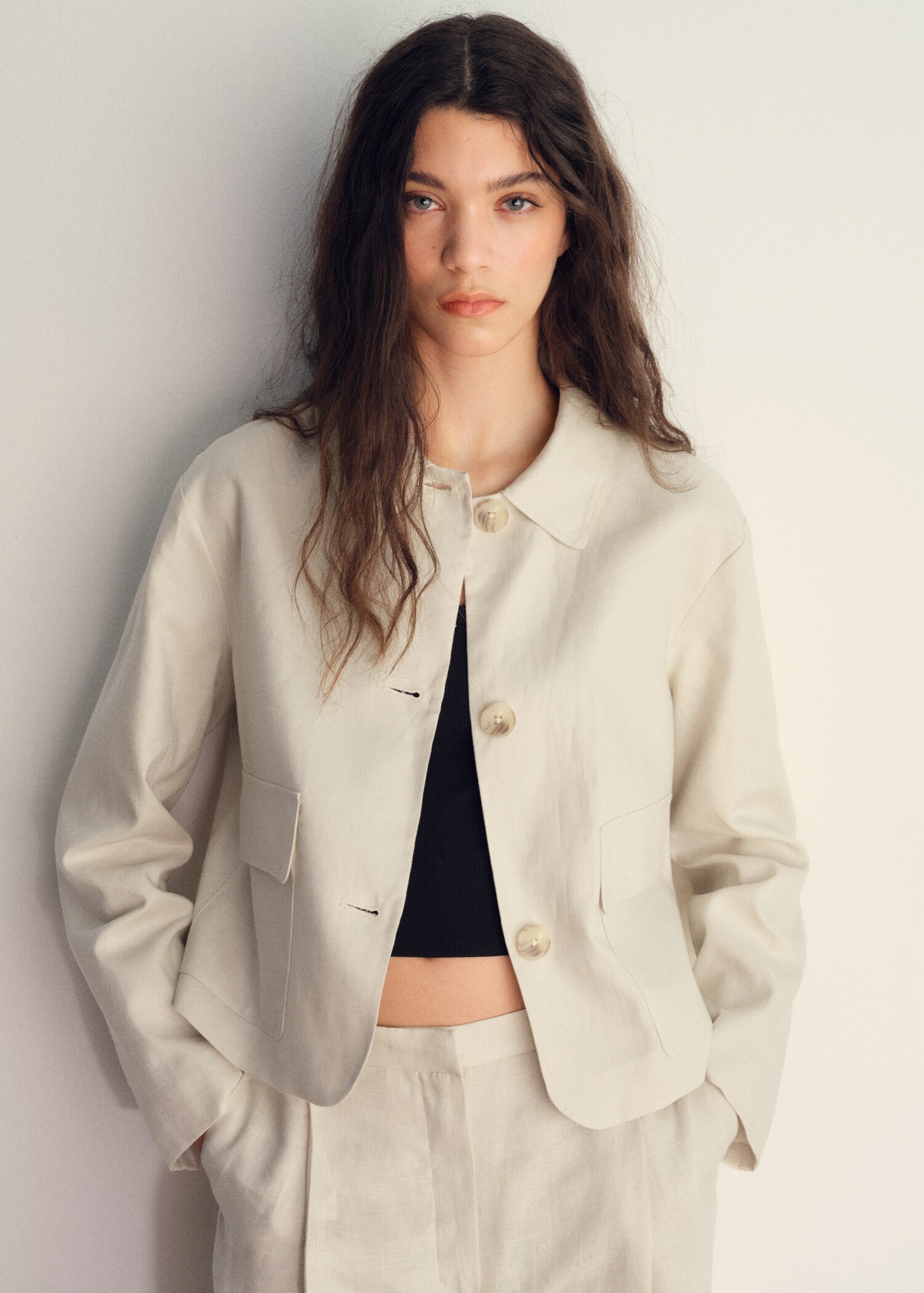 Veste en lin poches - Plan moyen
