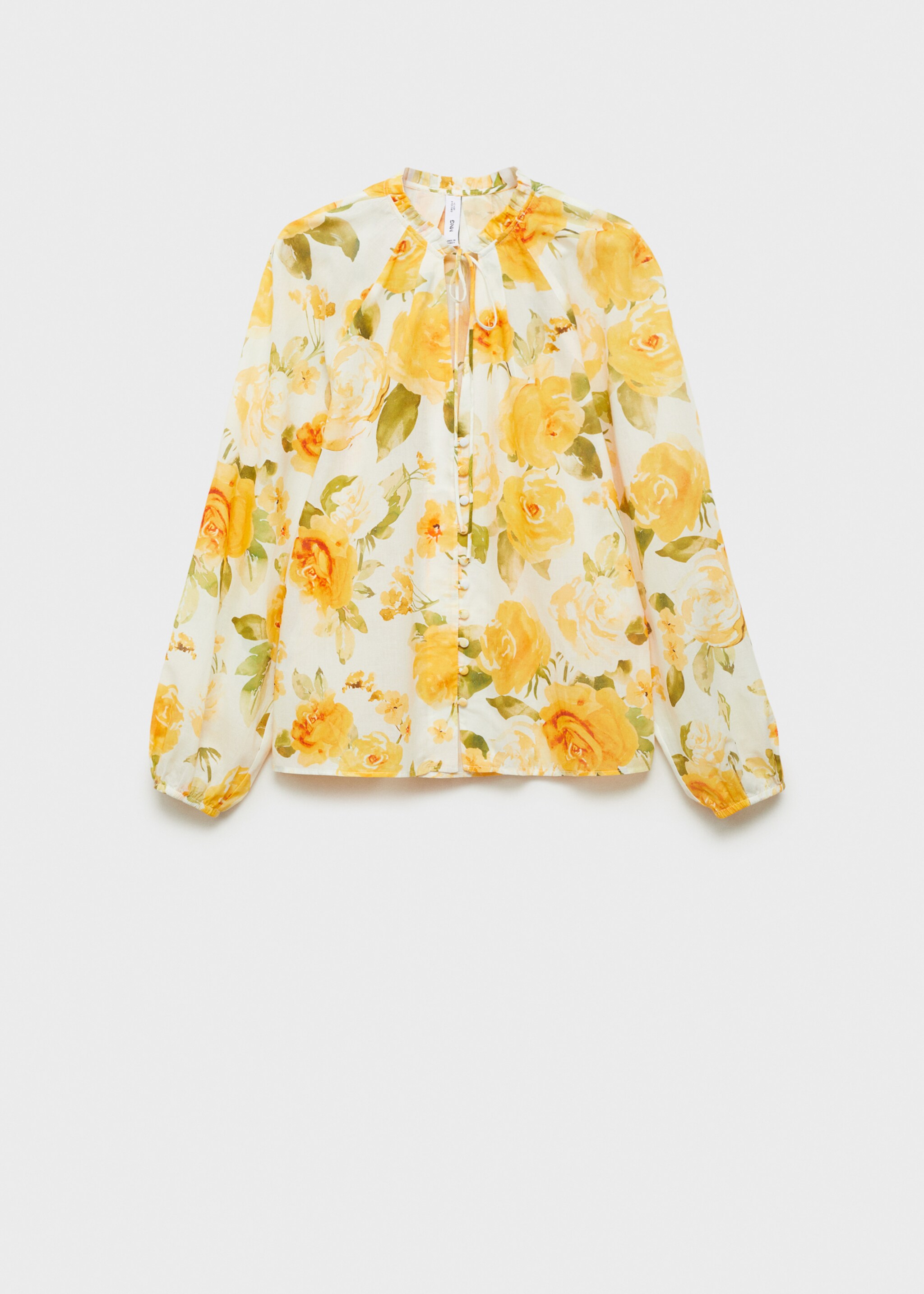 Floral cotton blouse - Article without model, Yellow. Ref: 87058652-00.