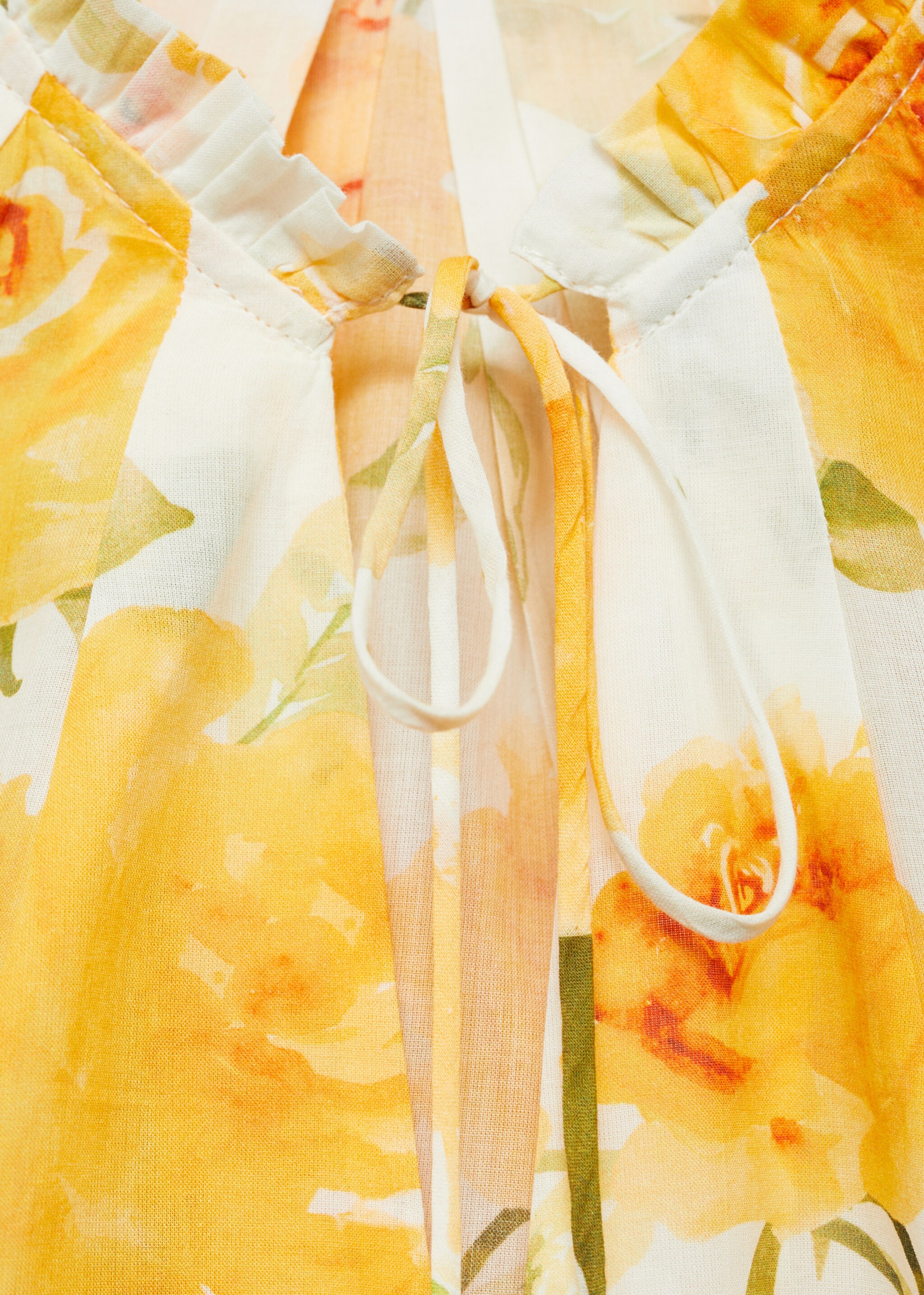 Floral cotton blouse - Details of the article 8, Yellow. Ref: 87058652-00.