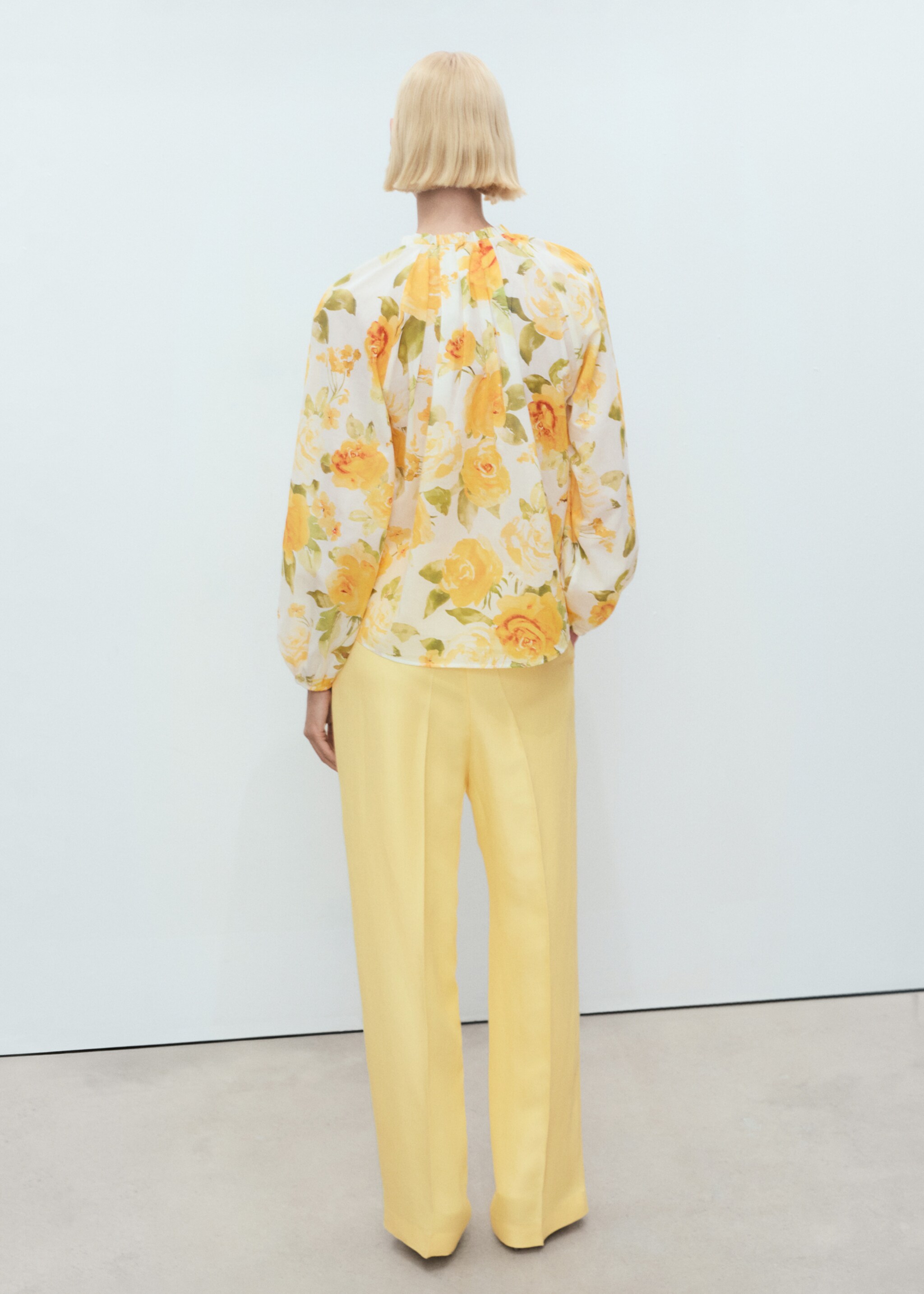 Floral cotton blouse - Reverse of the article, Yellow. Ref: 87058652-00.