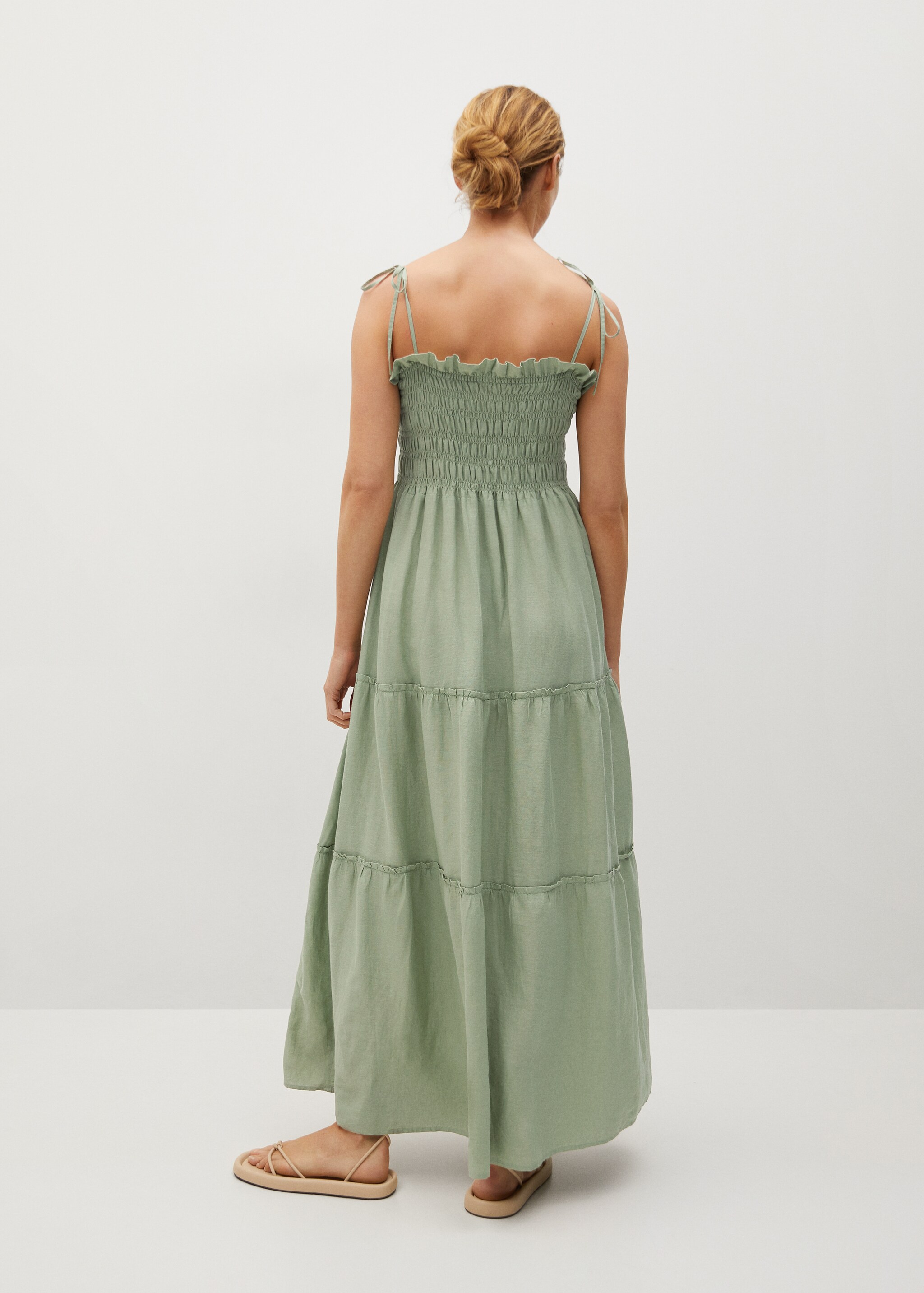 Vestido lino panel elástico - Reverso del artículo