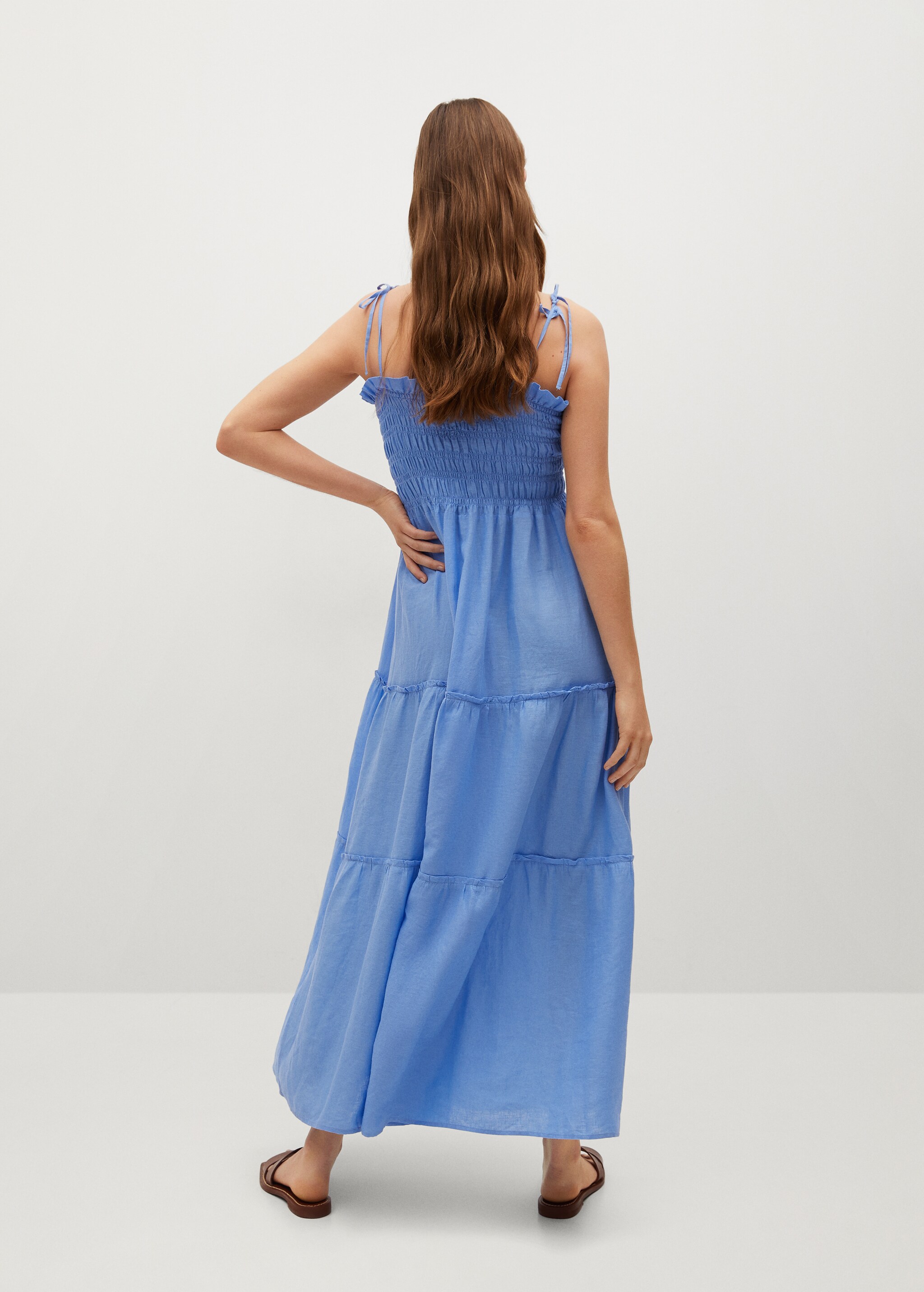 Vestido lino panel elástico - Reverso del artículo