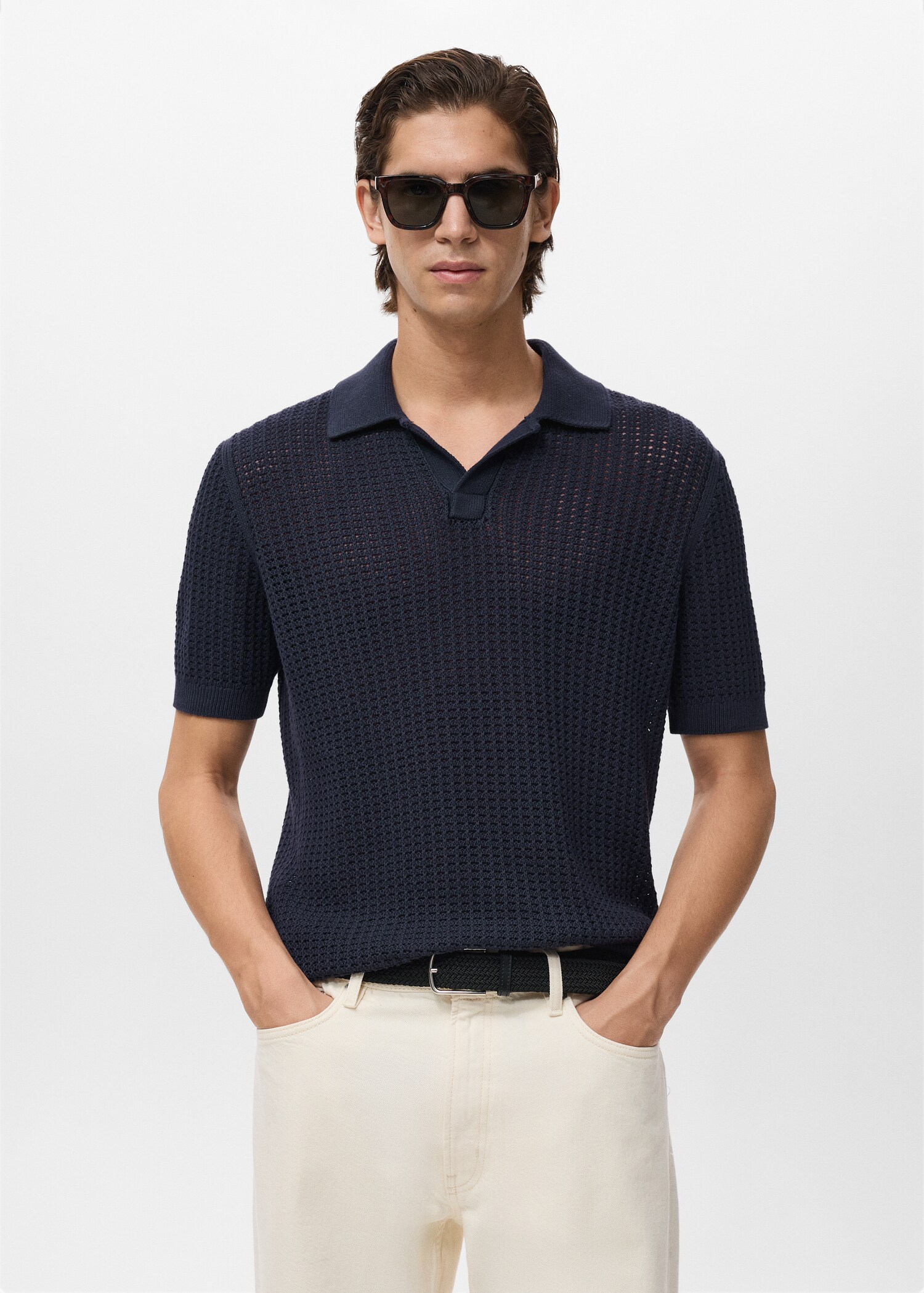 Polo punto algodón calado - Plano medio