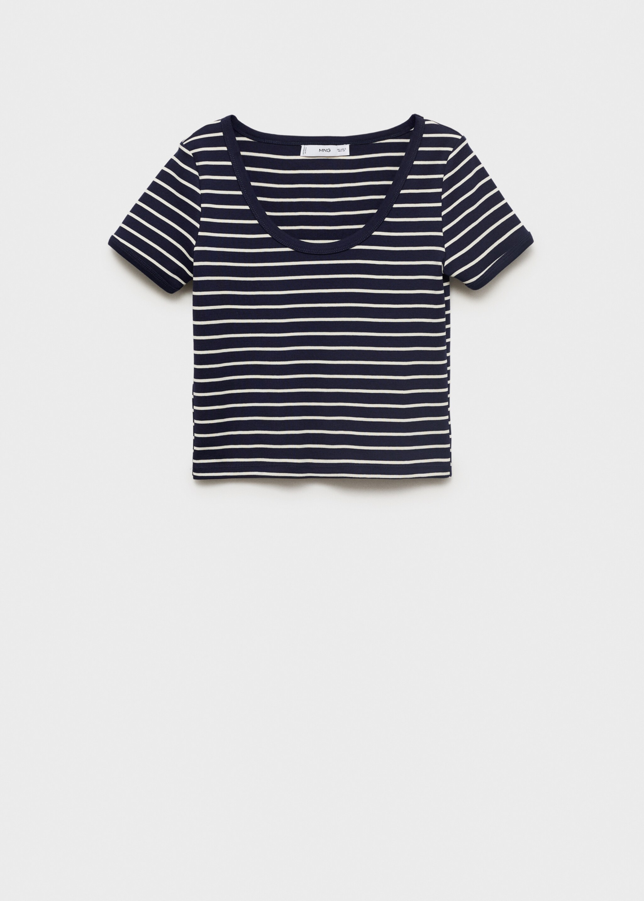 Striped cotton T-shirt with low neckline - Article without model, Navy. Ref: 87059212-00.