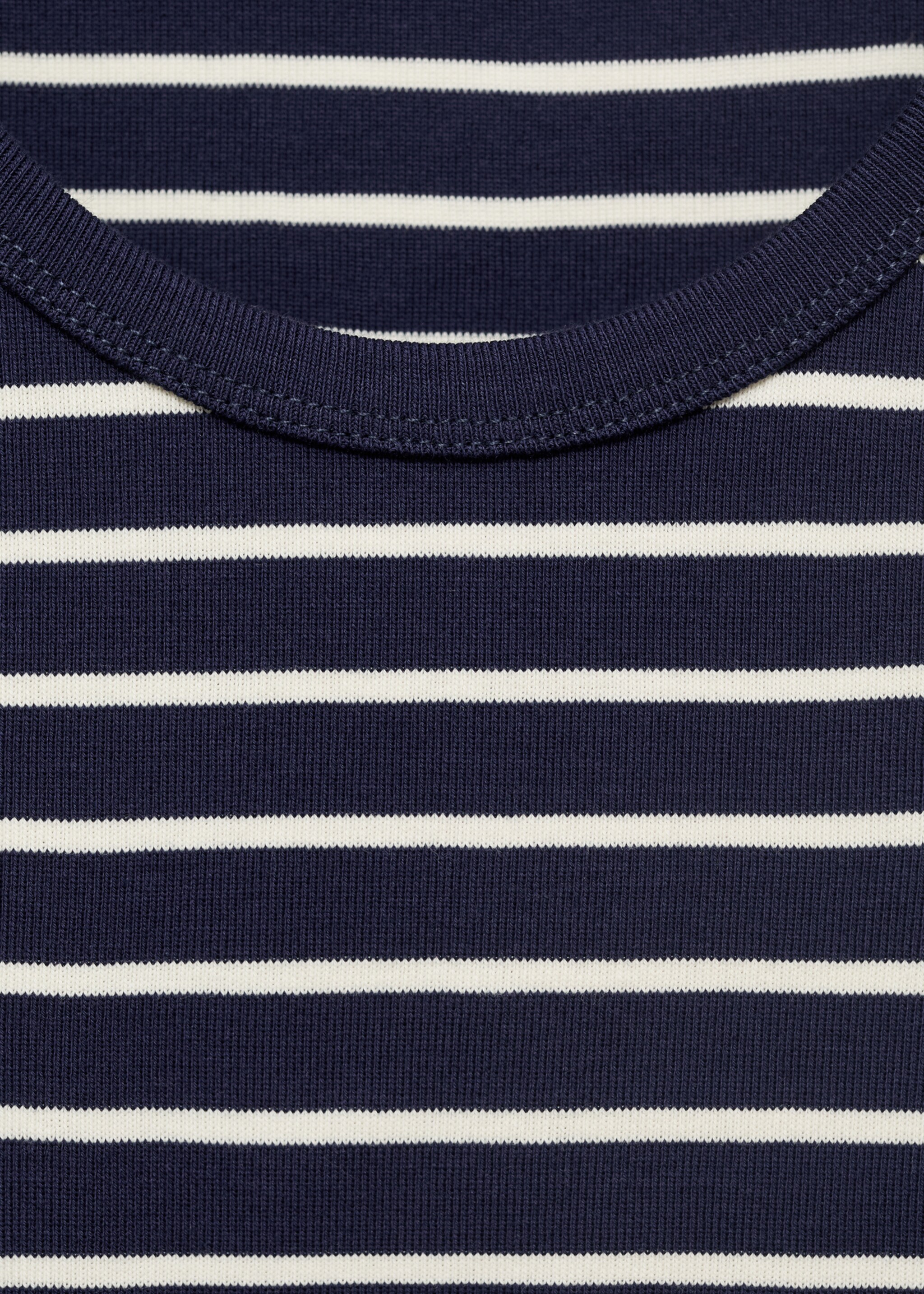 Striped cotton T-shirt with low neckline - Details of the article 8, Navy. Ref: 87059212-00.