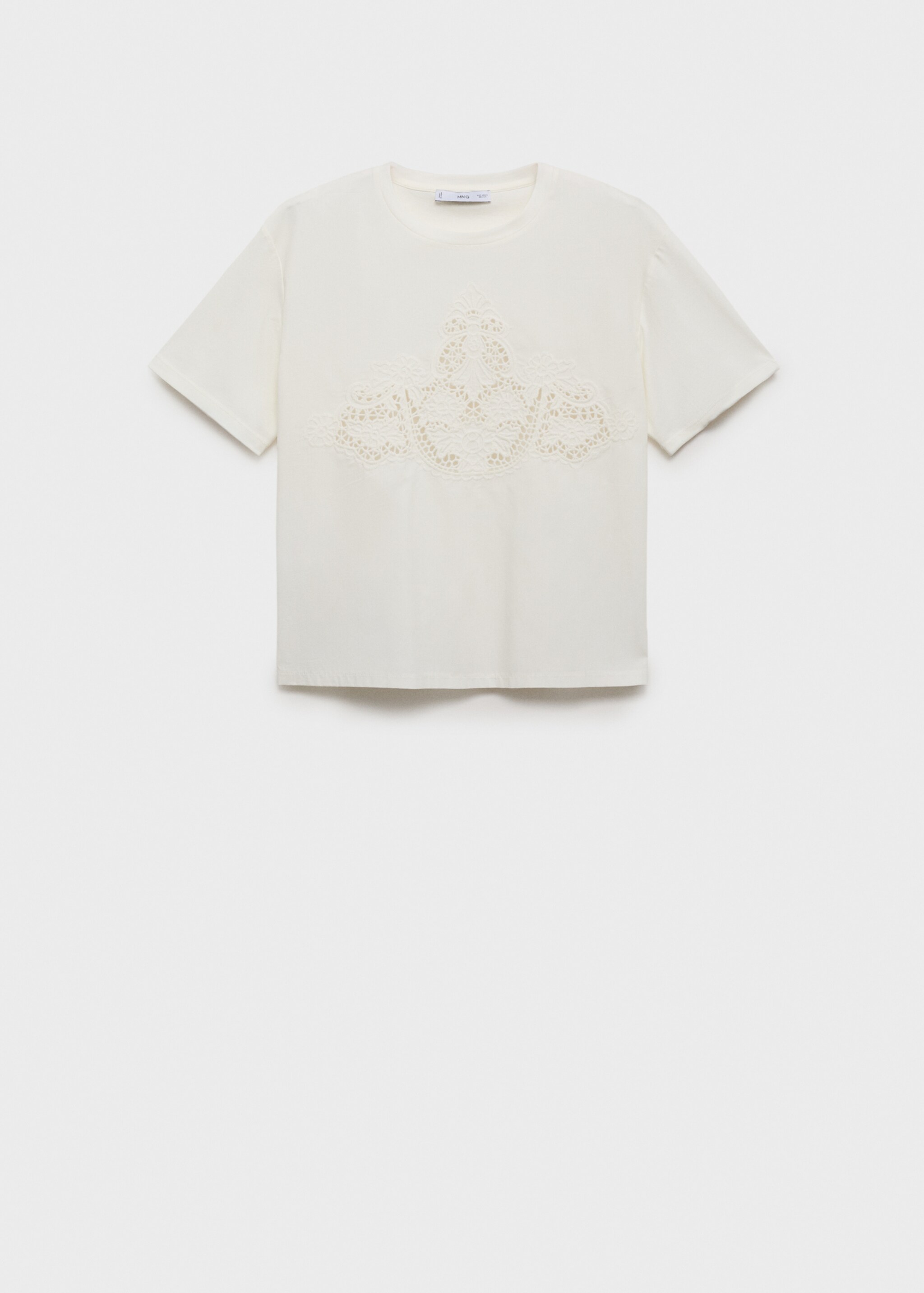 Embroidered cotton T-shirt - Article without model, White. Ref: 87059213-00.