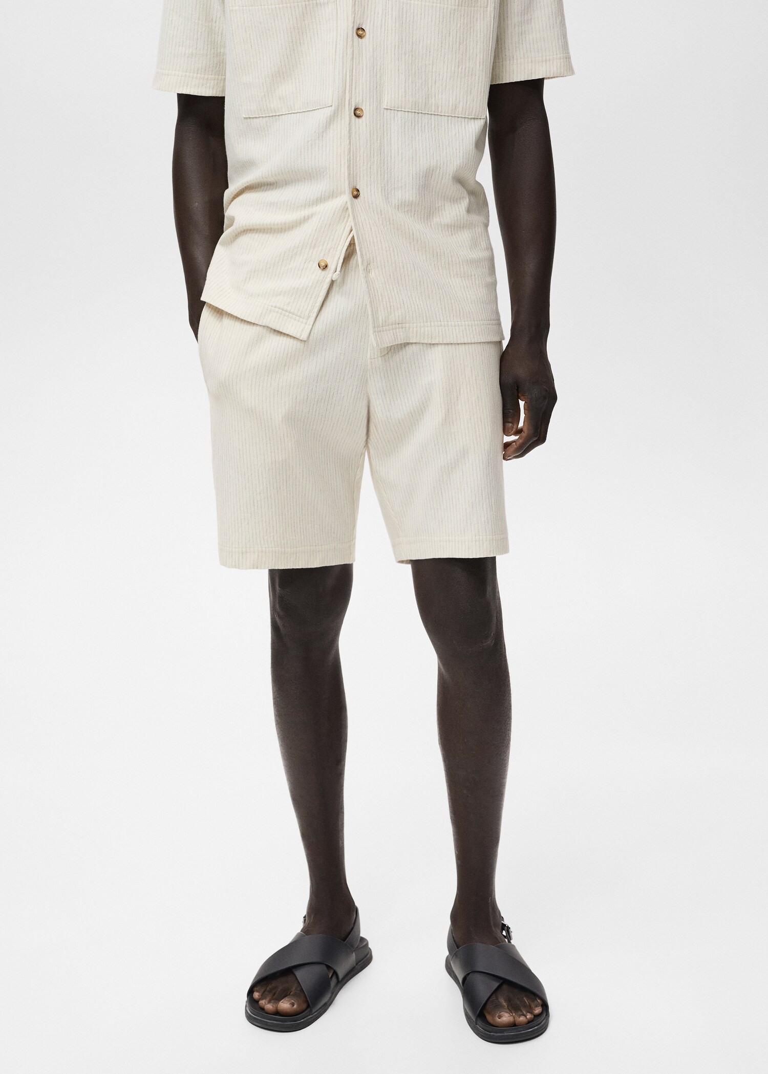 Striped cotton Bermuda shorts - Medium plane