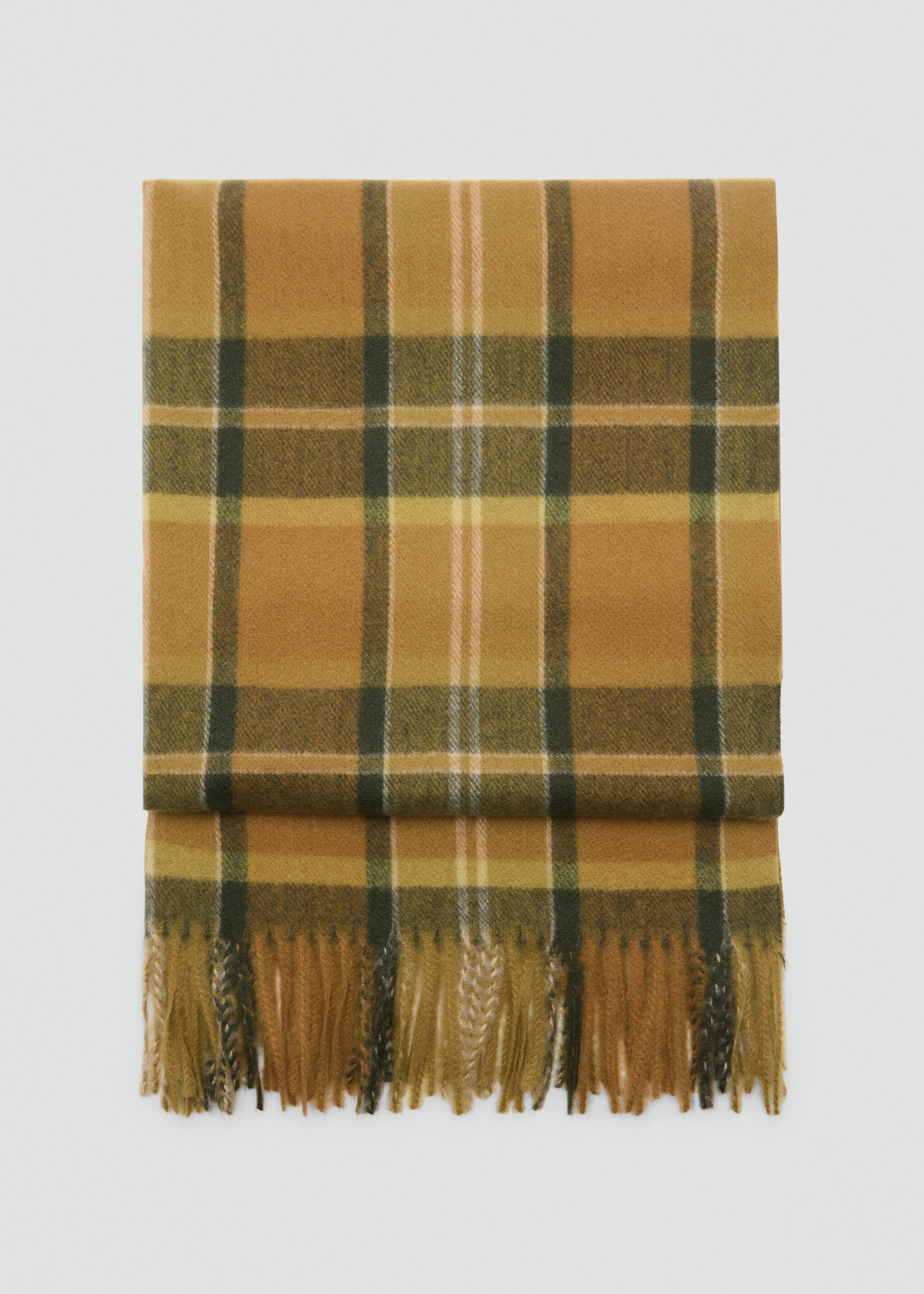 Rutete skjerf med frynsete kanter - Artikkel uten modell, Khaki. Ref: 87060257-00.