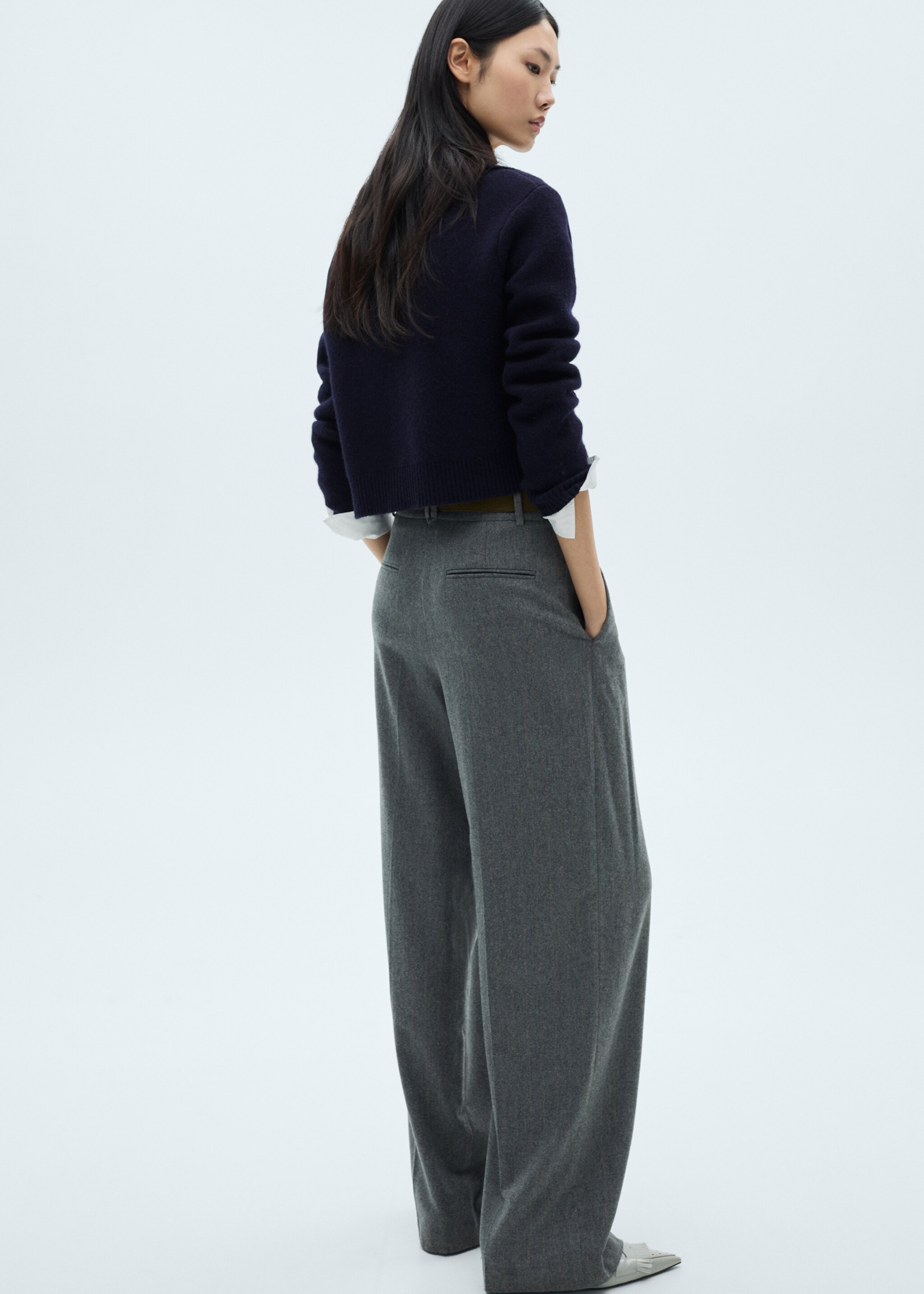 Double-breasted wool jacket - Reverse of the article, Dark Navy. Ref: 87060424-00.