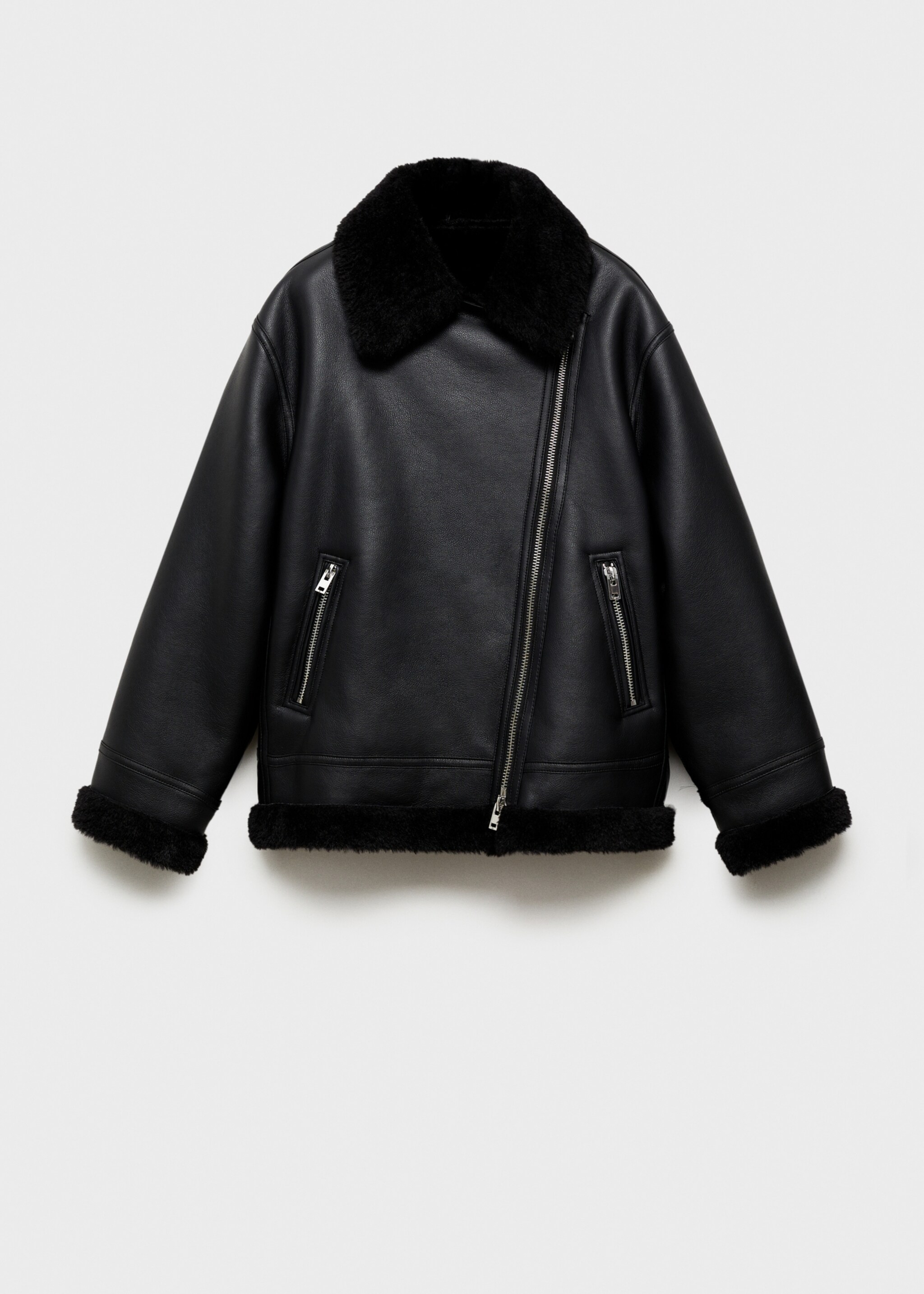 Jacket with shearling-effect lining - Article without model, Black. Ref: 87060426-00.