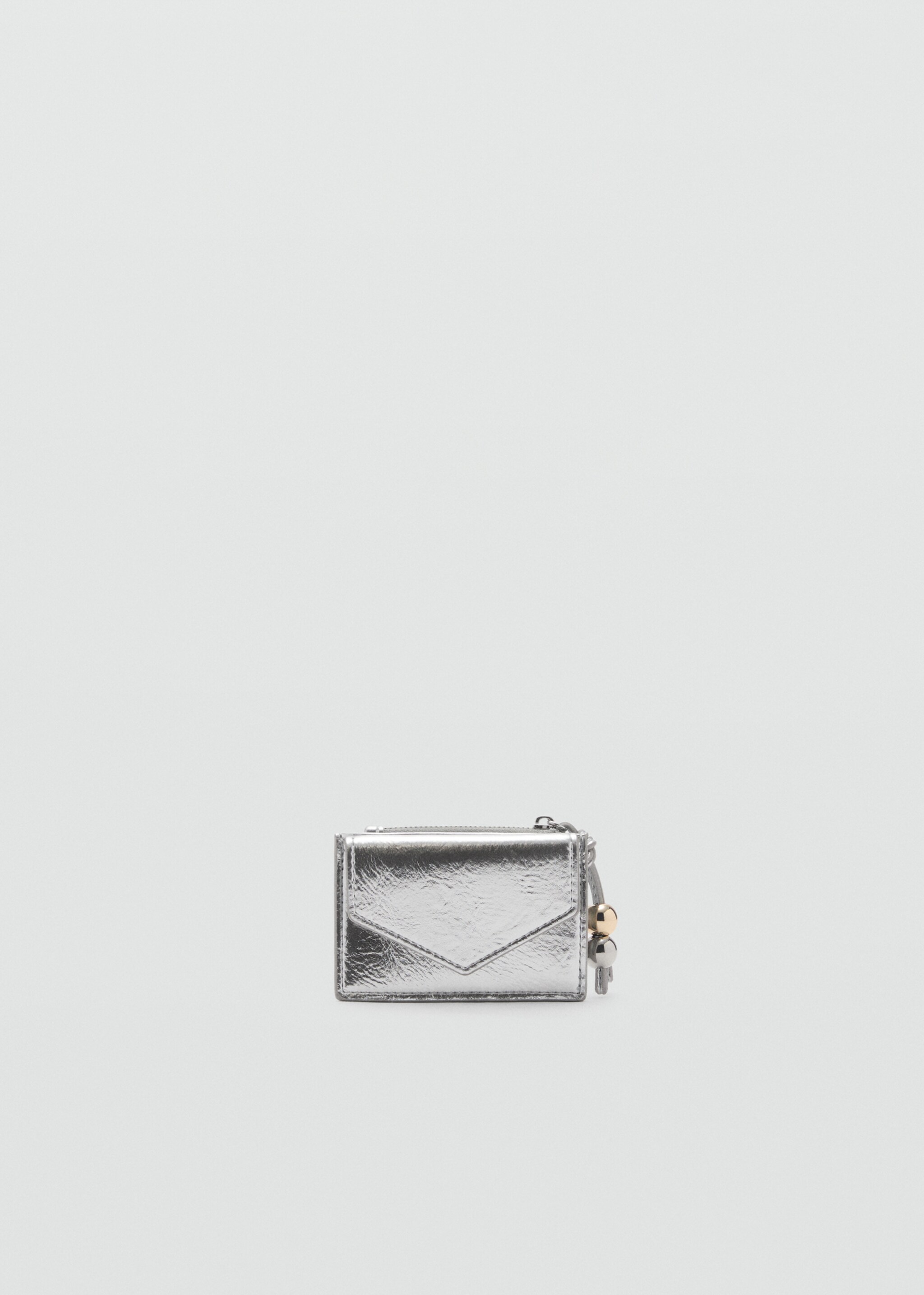 Metallic purse with ball detail - Medium plane, Silver. Ref: 87060437-00.